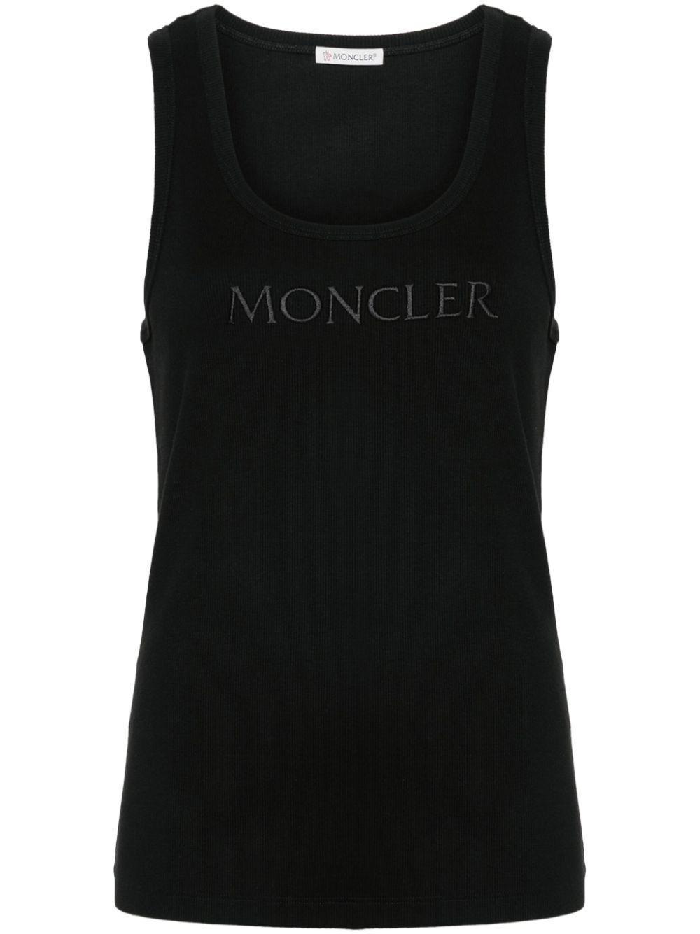 MONCLER Logo-embroidered Tank Top In Black Product Image