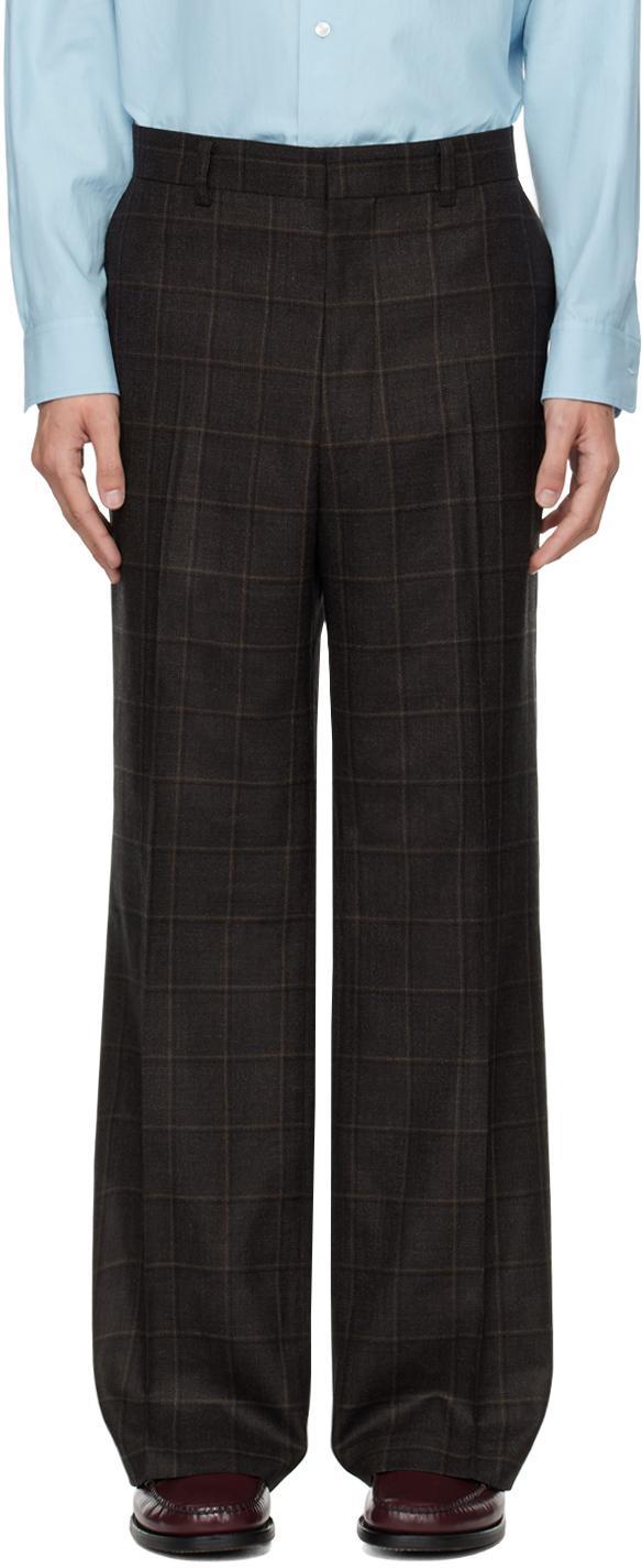 JUNYA WATANABE Brown Silk & Wool Trousers In Dark Brown Product Image