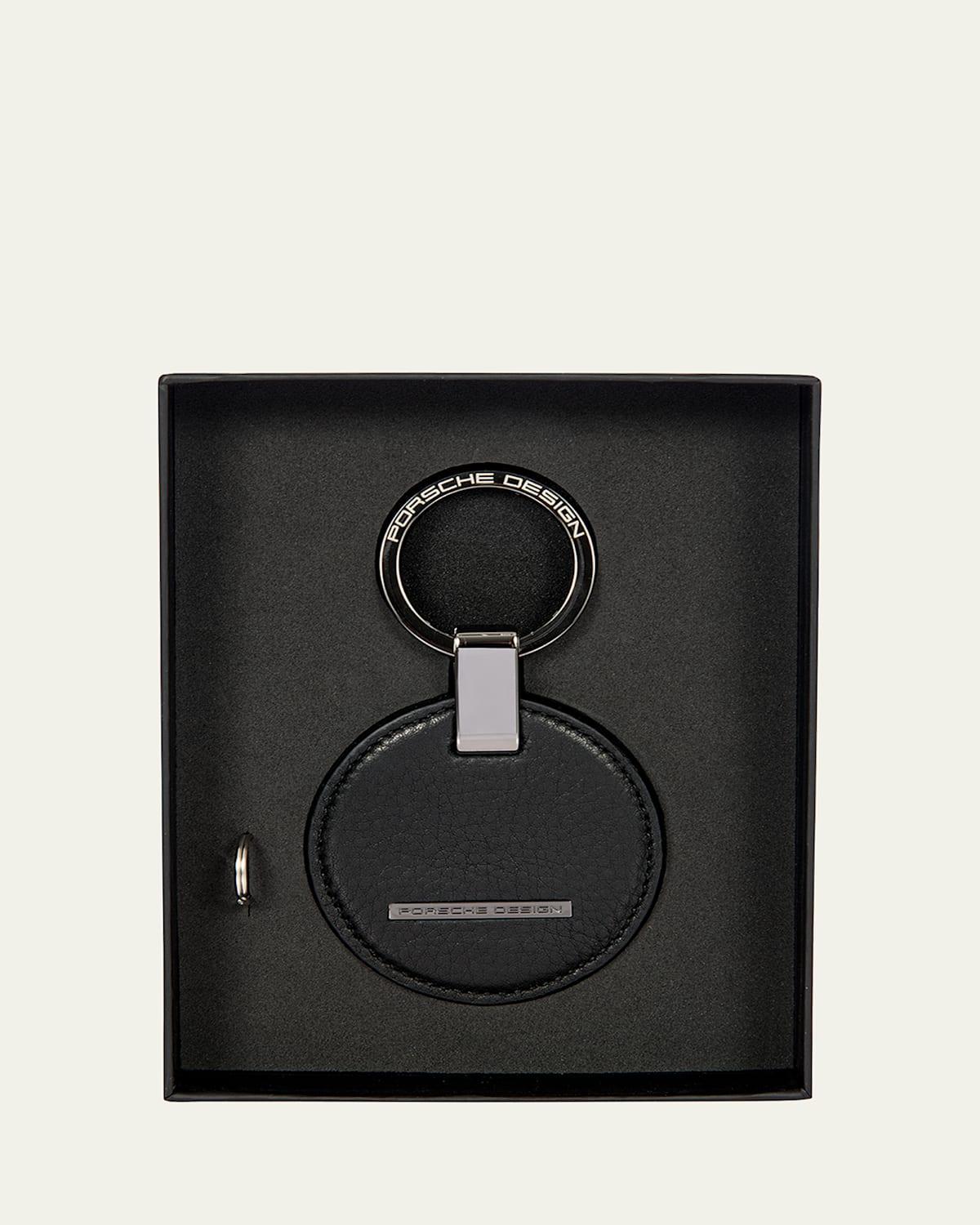 Men's Circle Leather Logo Keyring Product Image