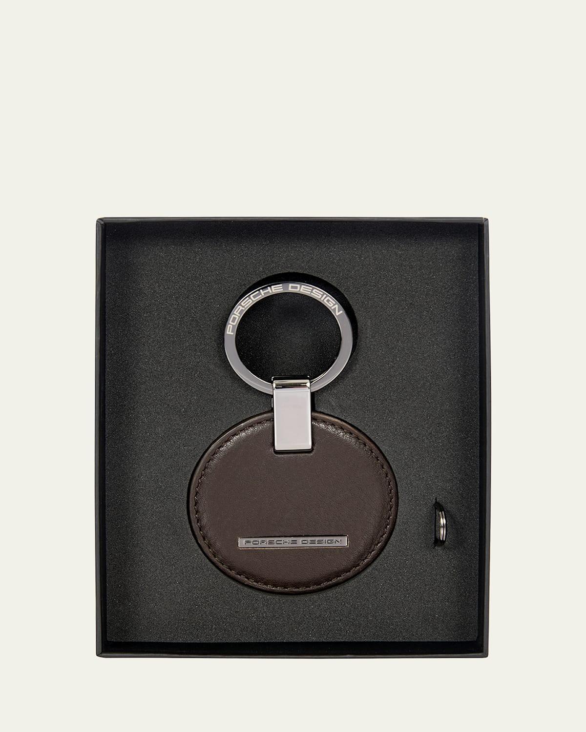 Men's Circle Leather Logo Keyring Product Image