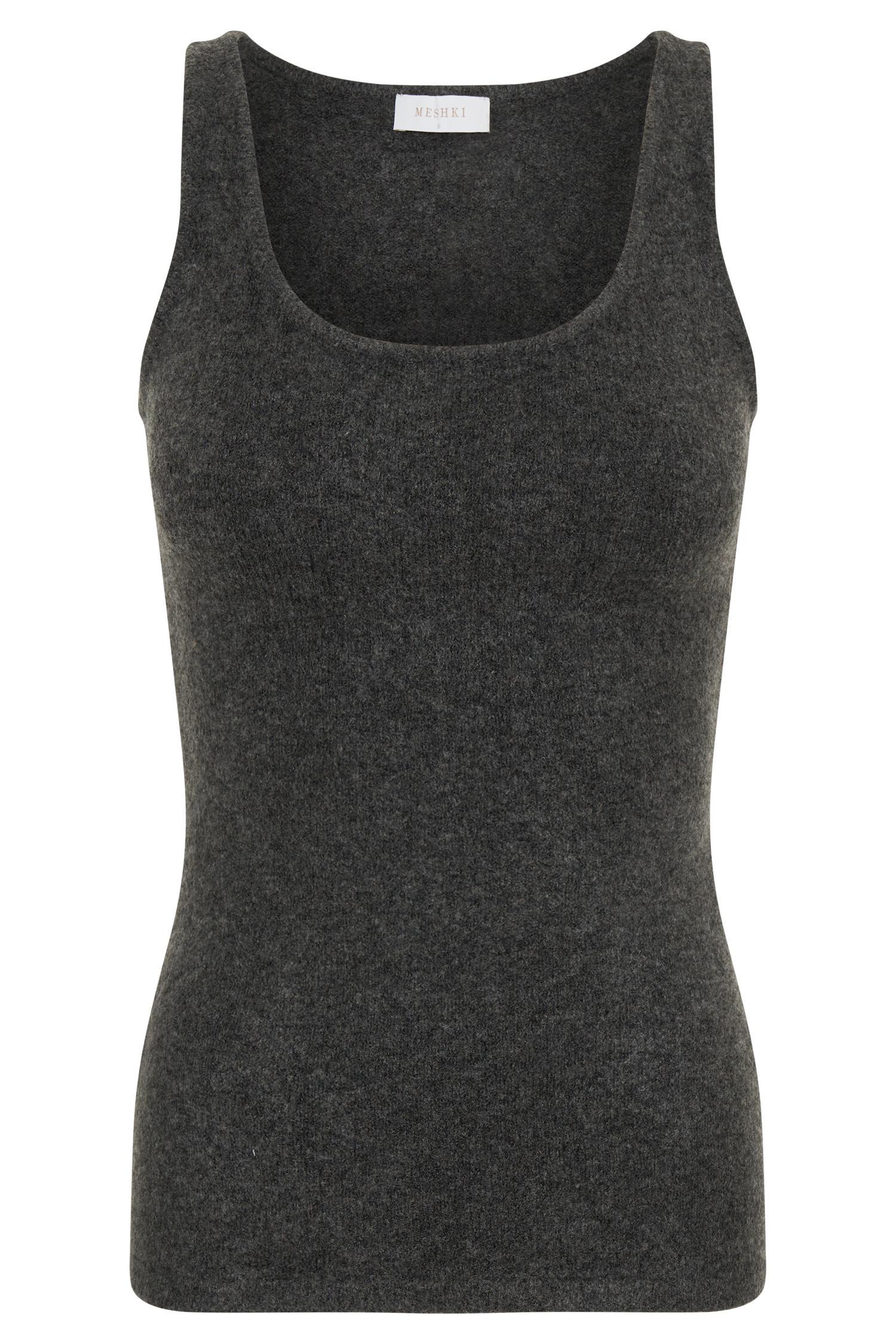 Shyann Sleeveless Longline Knit Top - Charcoal Marle Product Image