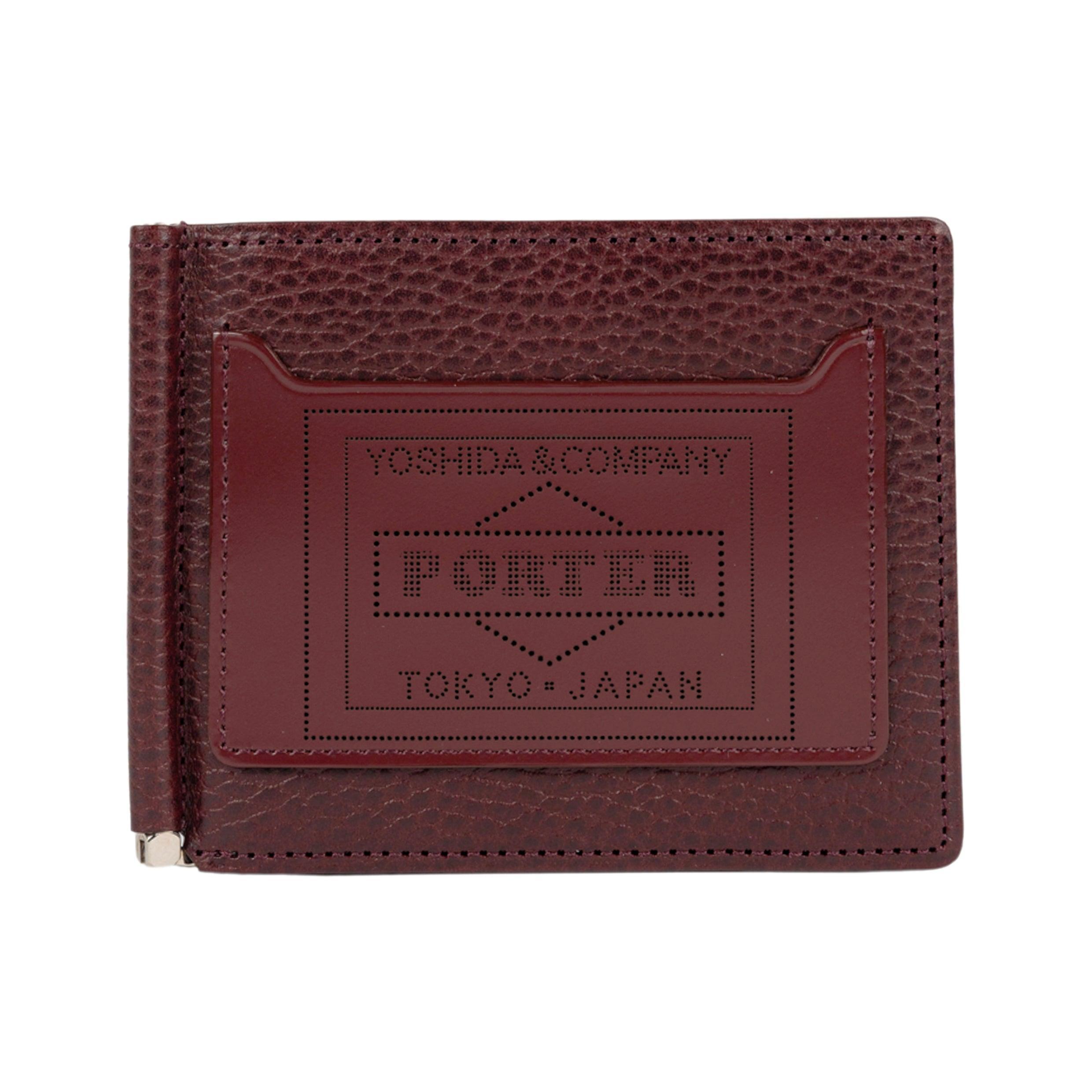 PORTER-YOSHIDA & CO Glaze Leather Money Clip Wallet In Burgundy In Bordeaux Product Image