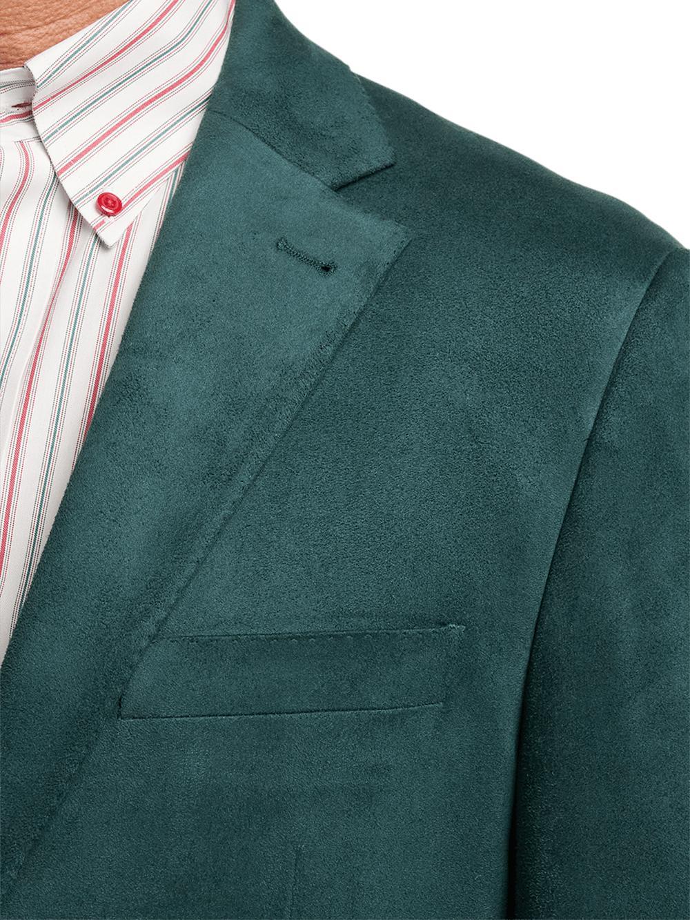 Microsuede Single Breasted Notch Lapel Sport Coat - Dark Green Product Image