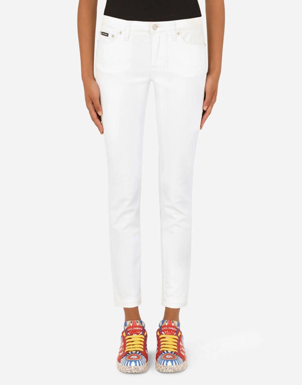 Denim Jeans With Pretty Fit In White Product Image