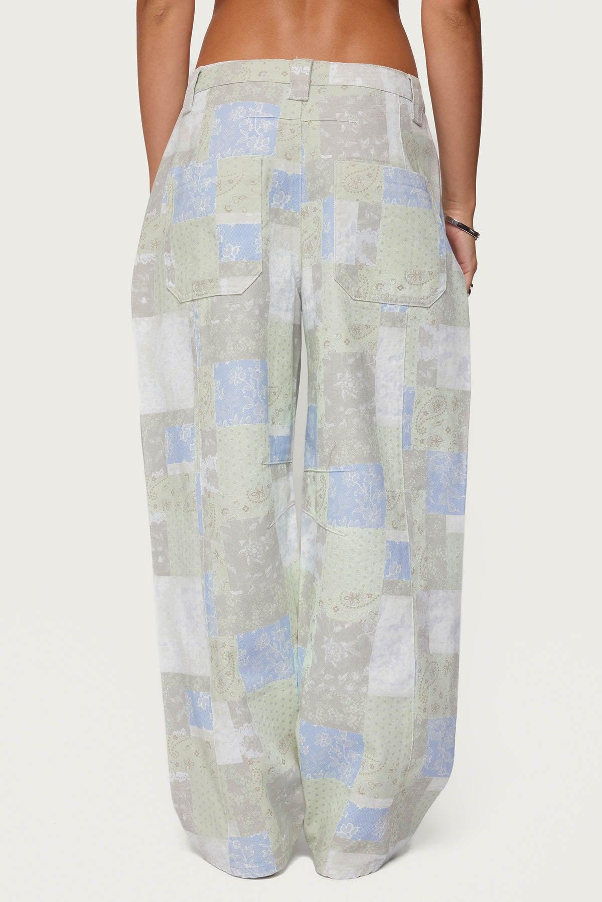 Patchwork Low Rise Baggy Jeans Product Image