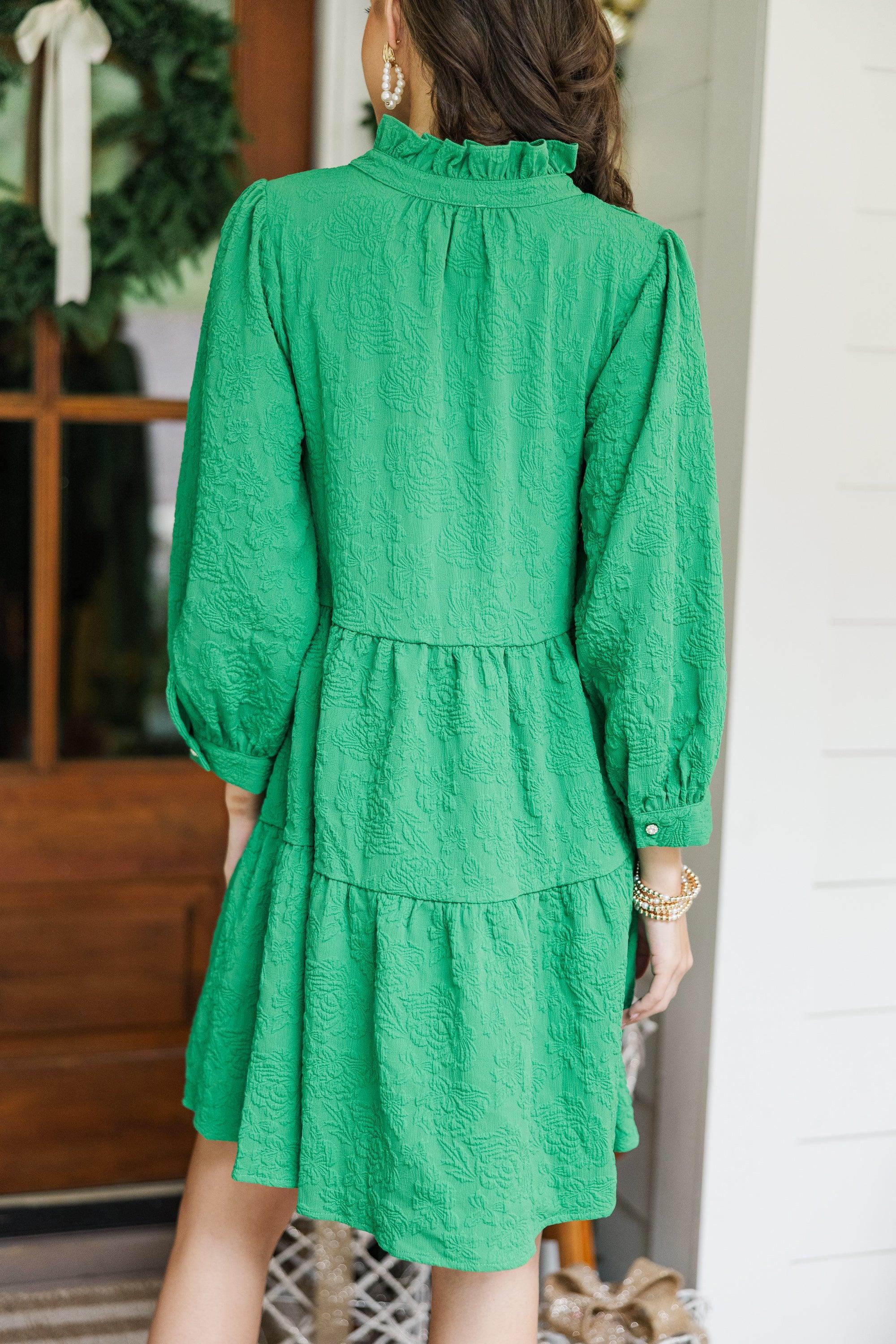 All Up To You Emerald Green Textured Dress Female Product Image