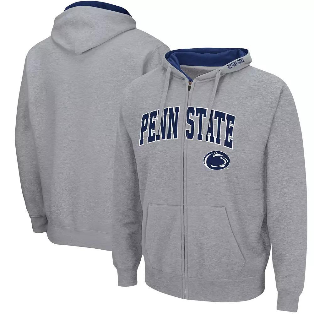 Men's Colosseum Heathered Gray Penn State Nittany Lions Arch & Logo 3.0 Full-Zip Hoodie, Size: 3XL, Grey Product Image