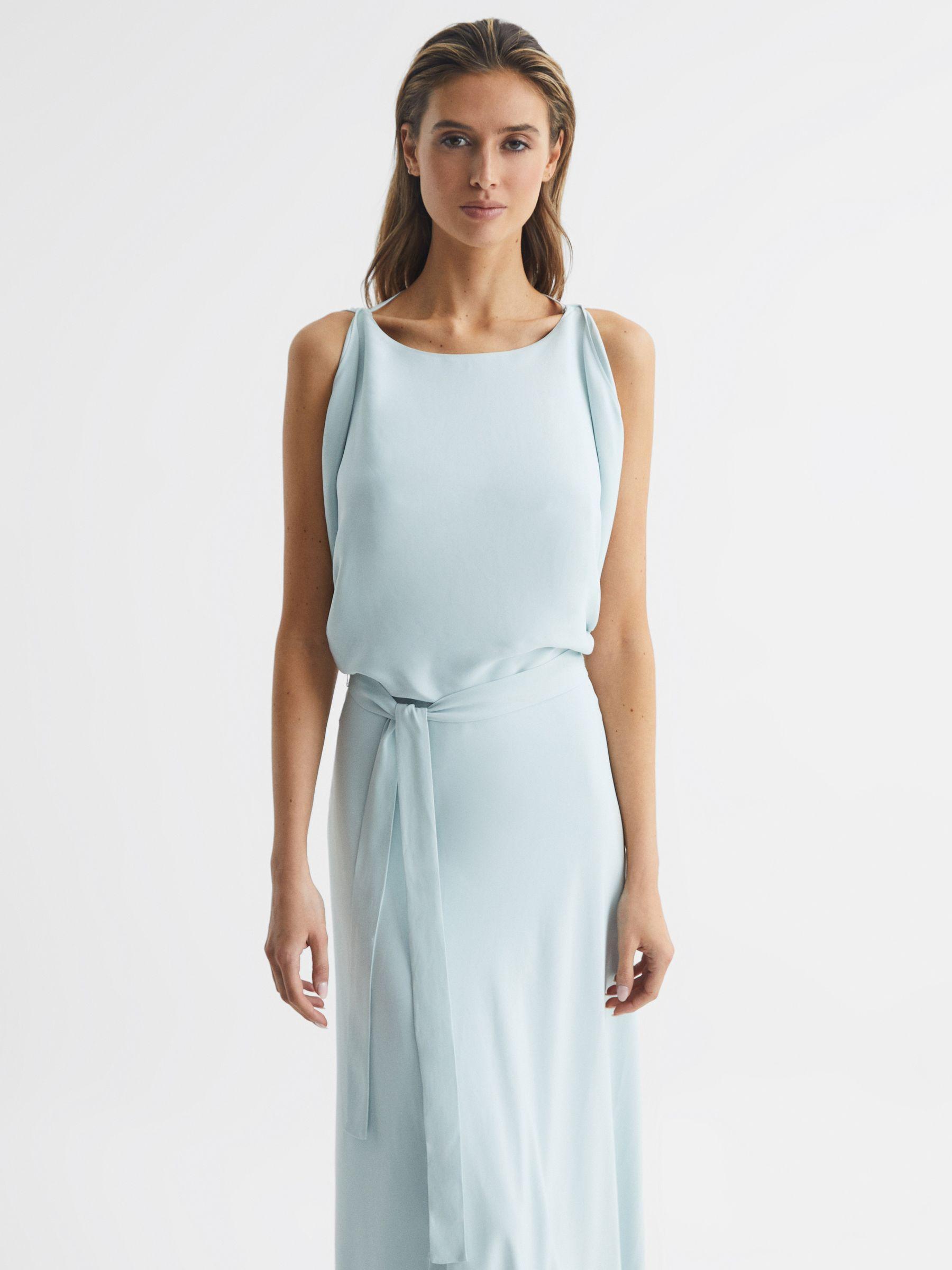Cowl Neck Bridesmaid Maxi Dress in Green Product Image