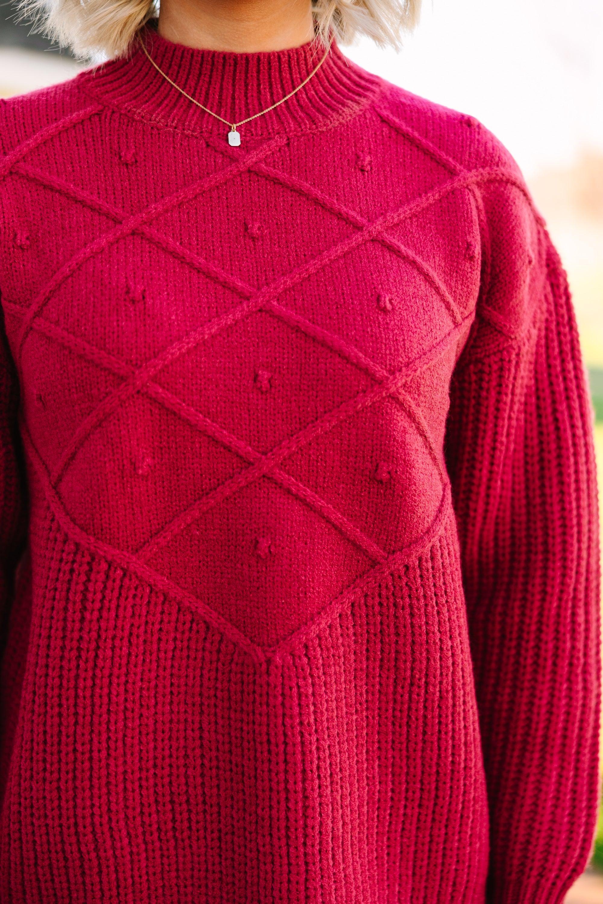 More Than You Know Burgundy Red Mock Neck Sweater Female Product Image