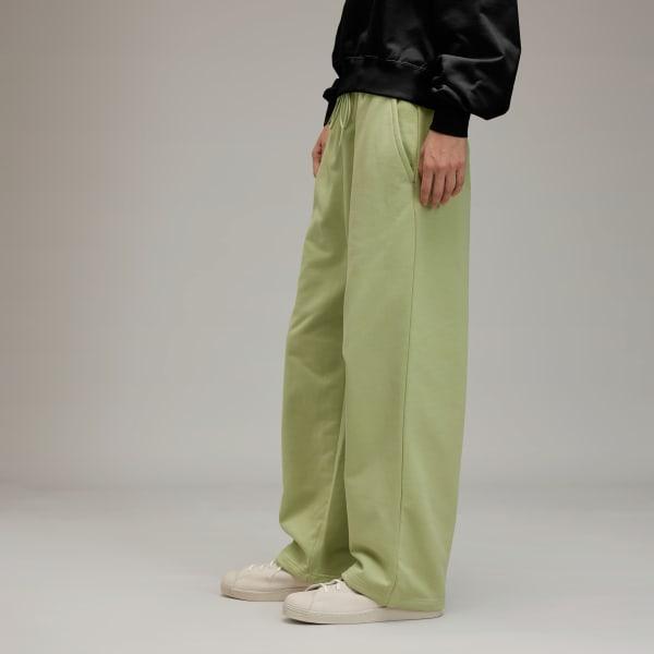 adidas Y-3 French Terry Wide Leg Pants Magic Lime 2XS Womens Product Image