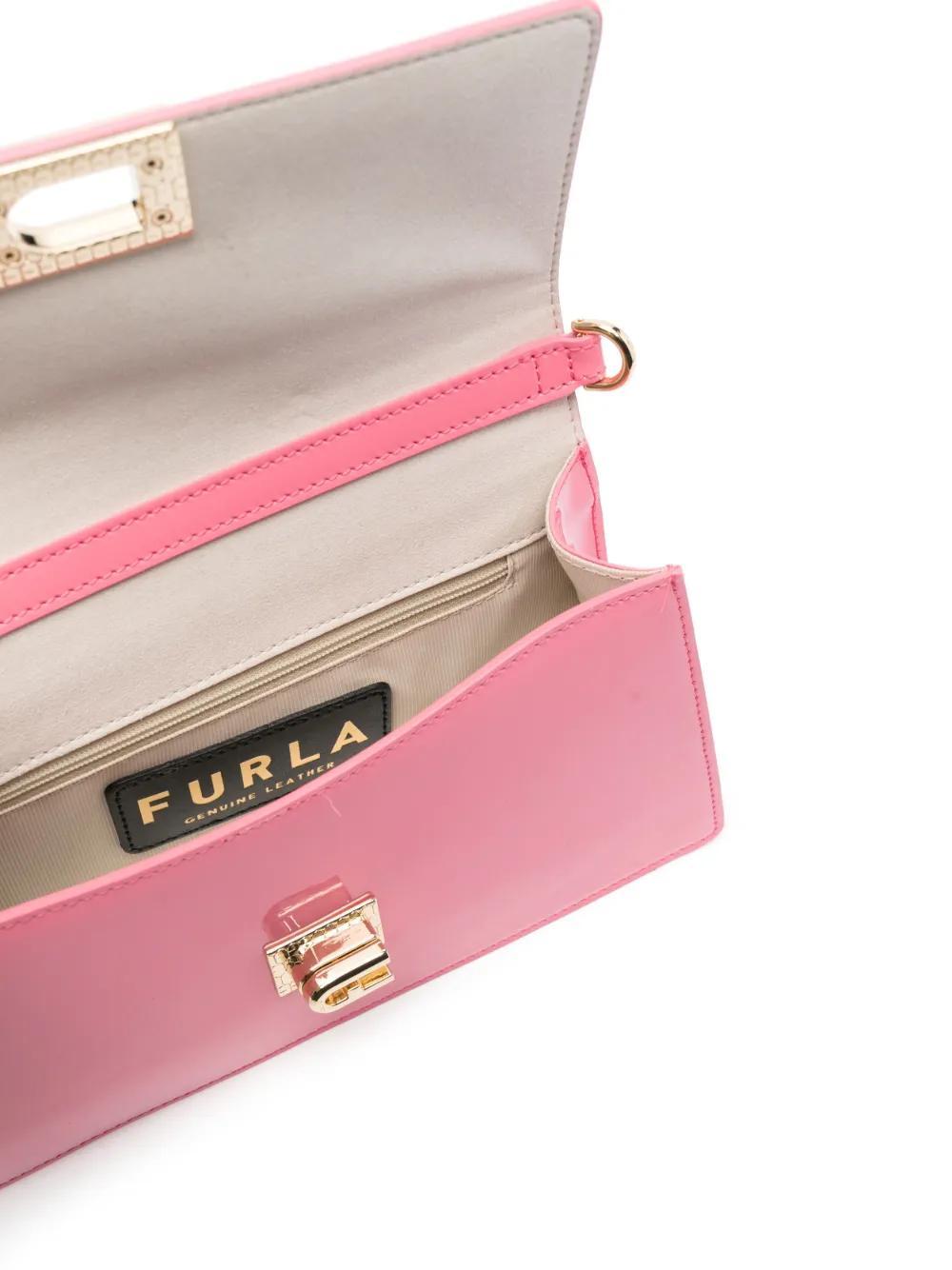 FURLA Zoe Patent Crossbody Bag In Pink Product Image