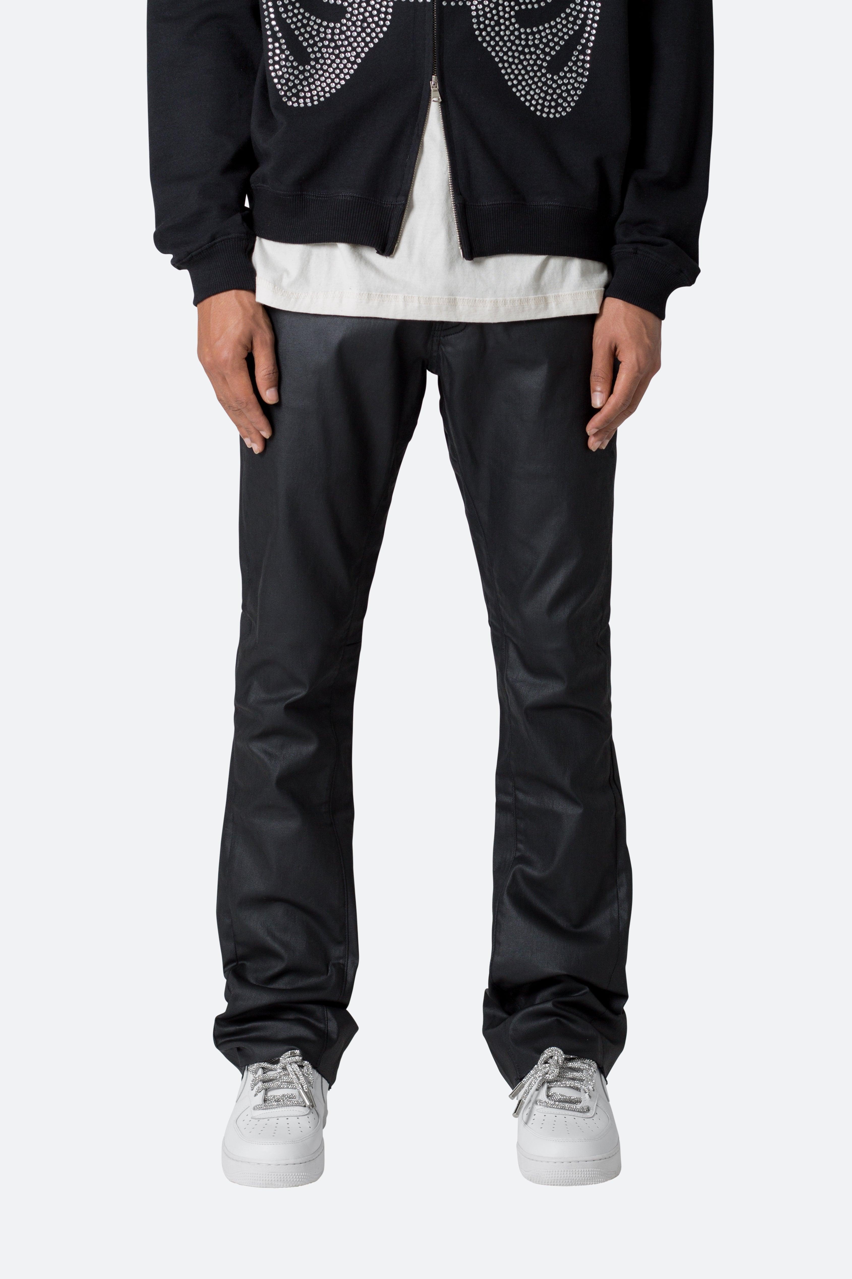 B447 Waxed Flare Denim - Black Product Image