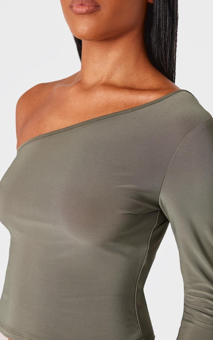 Olive Open Back Asymmetric Long Top Product Image