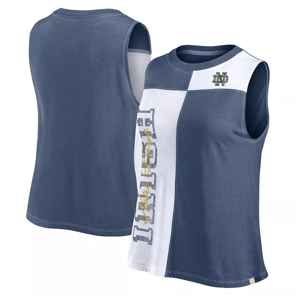 Women's Fanatics Branded Navy/White Notre Dame Fighting Irish Colorblock High Neck Tank Top,  Product Image