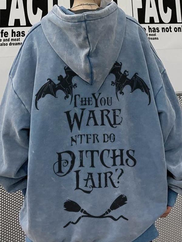 Men's Distressed Washed Print Oversized Hoodie Product Image