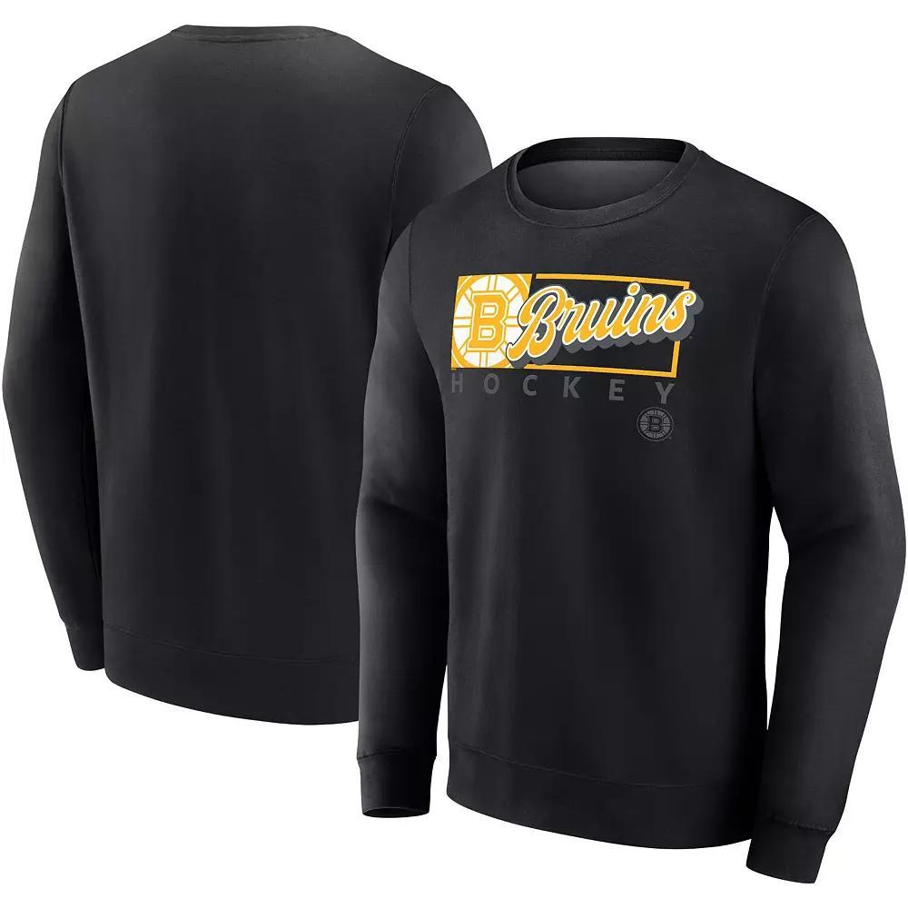 Men's Fanatics Black Boston Bruins Focus Fleece Pullover Sweatshirt, Size: Small Product Image