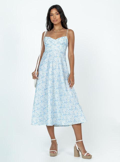 Amara Midi Dress Blue Multi Product Image