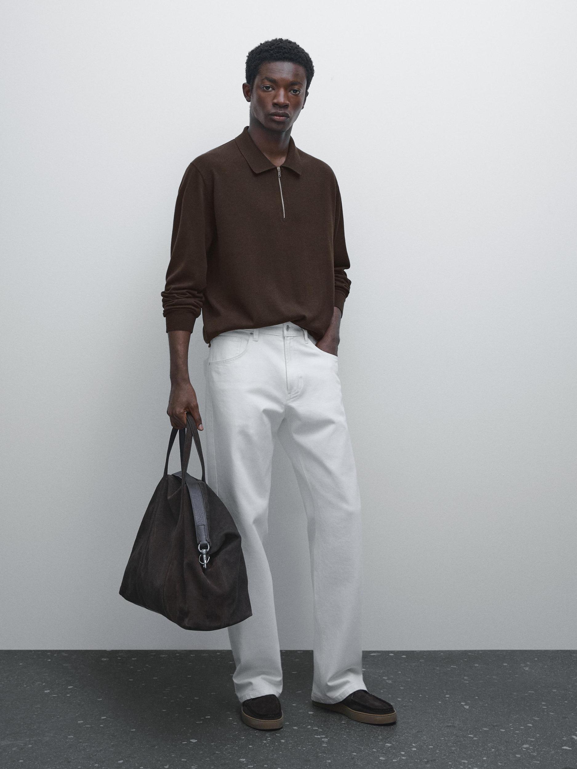 Knit polo sweater with zip Product Image