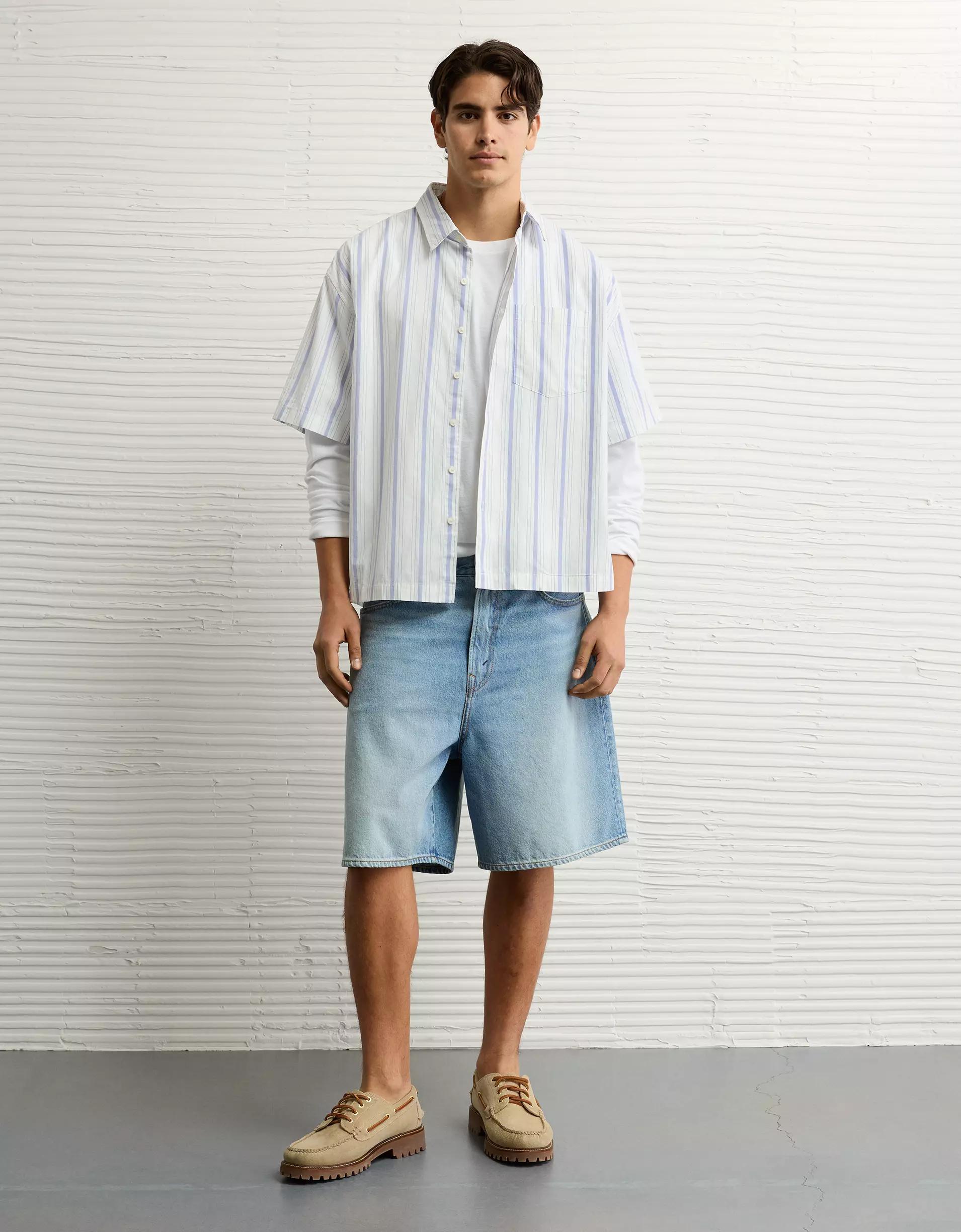 AE Poolside Poplin Striped Button-Up Shirt Product Image