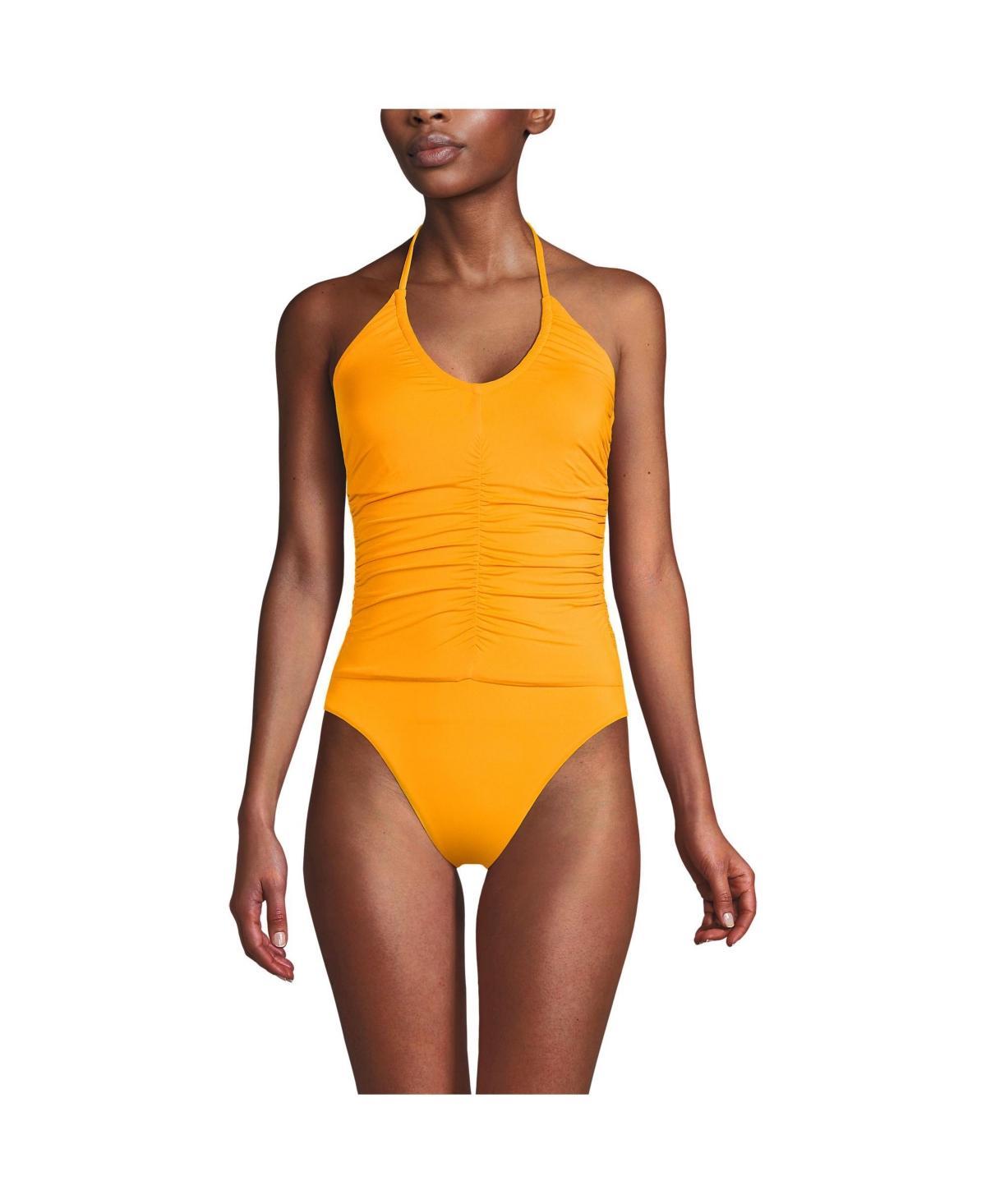 Womens Lands End V-Neck Halter High Leg One-Piece Swimsuit Product Image