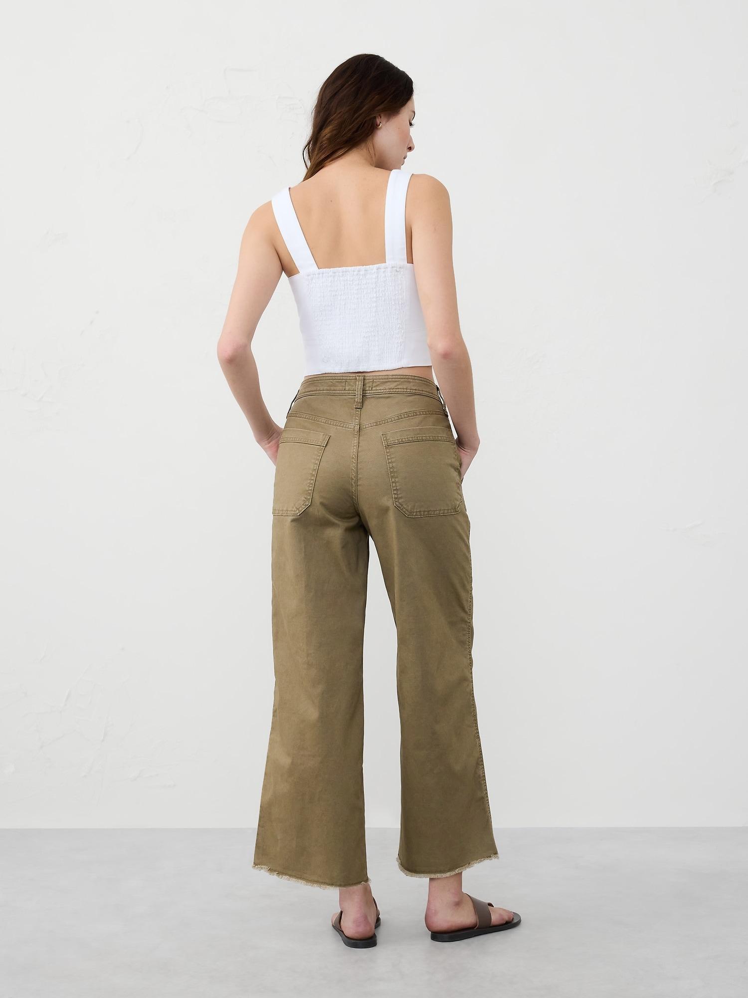 Wide-Leg High-Rise Cropped Chino Product Image