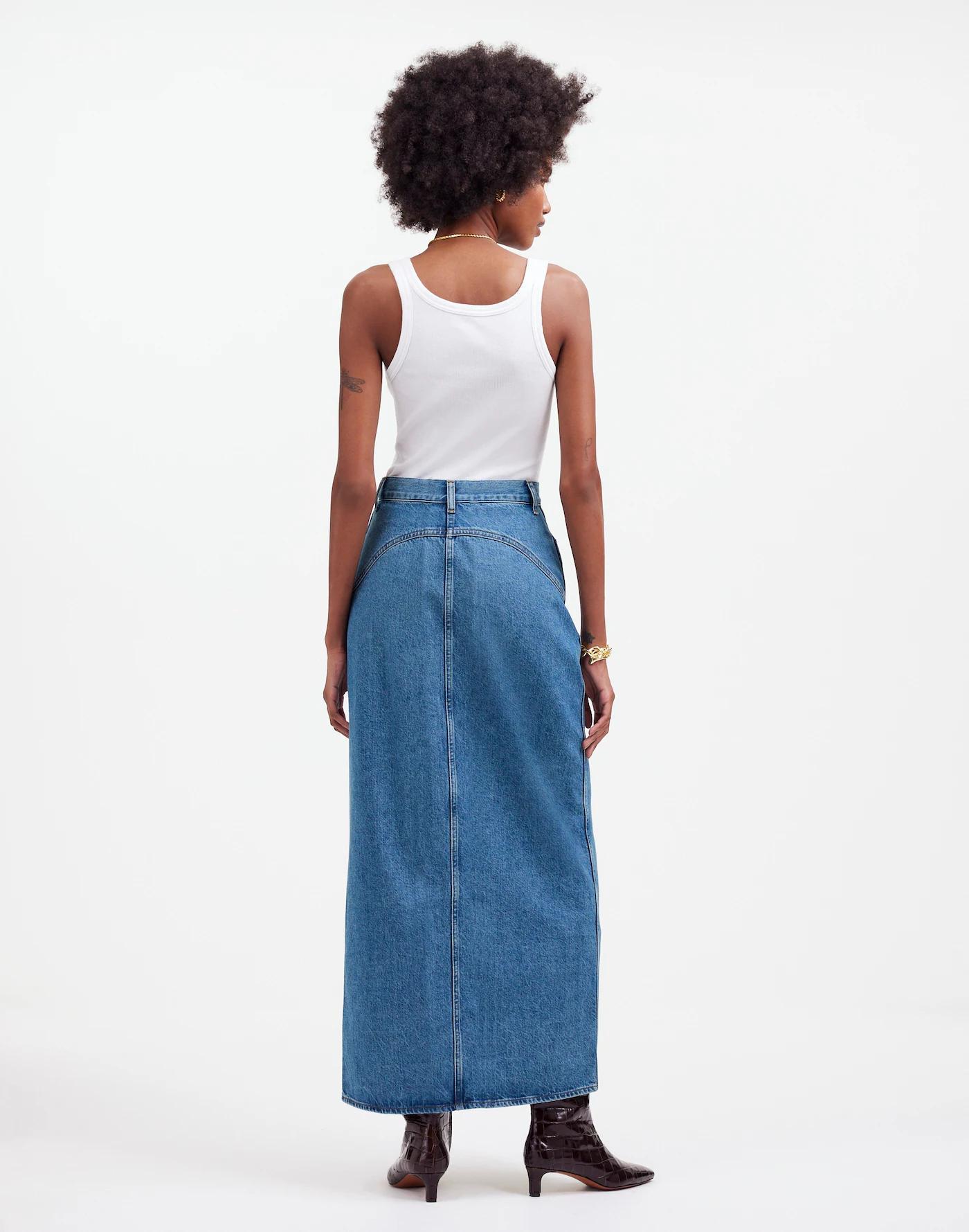 Denim Western Maxi Skirt in Emario Wash Product Image