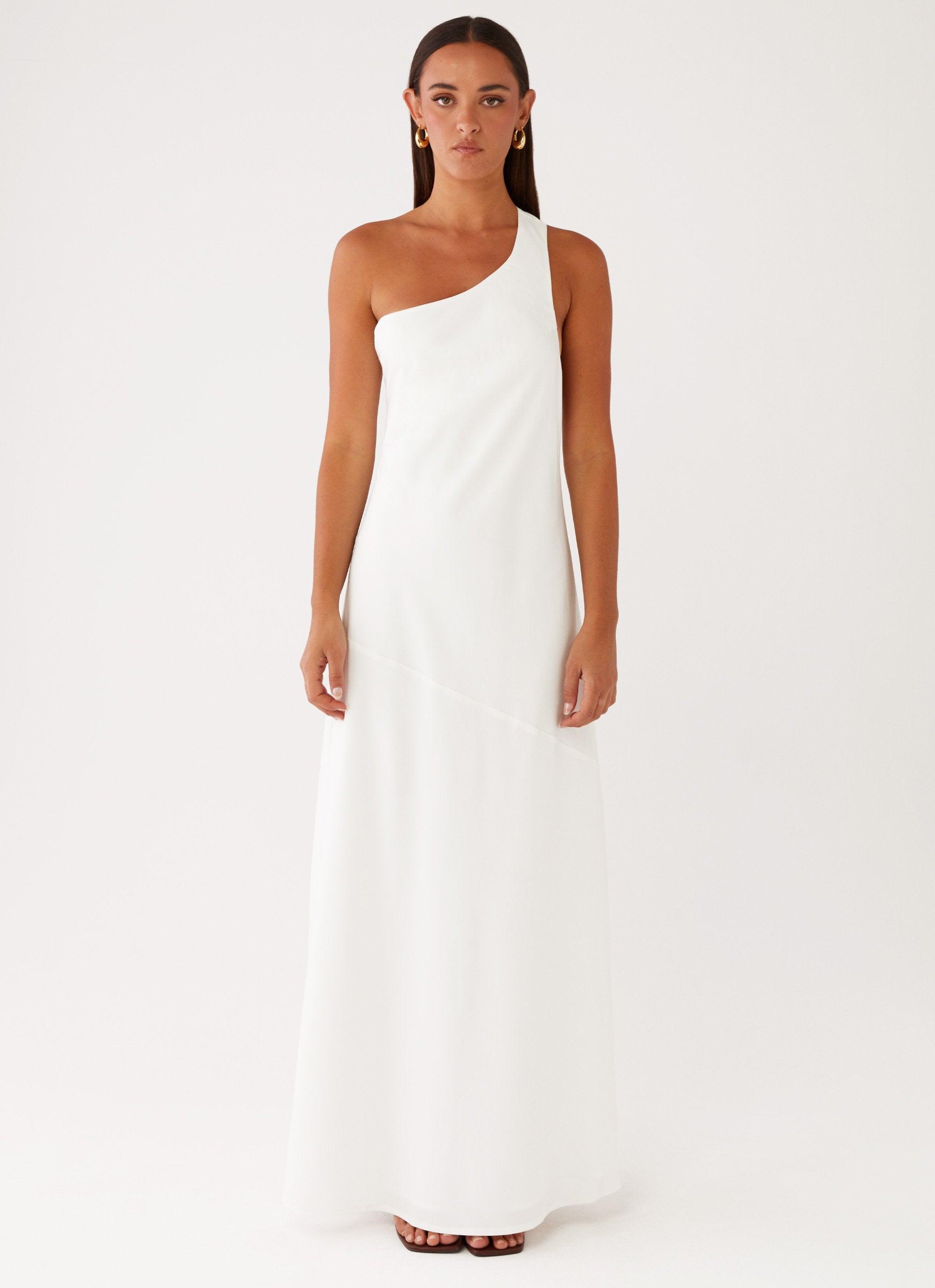 Oaklyn One Shoulder Maxi Dress - Ivory Girls Product Image