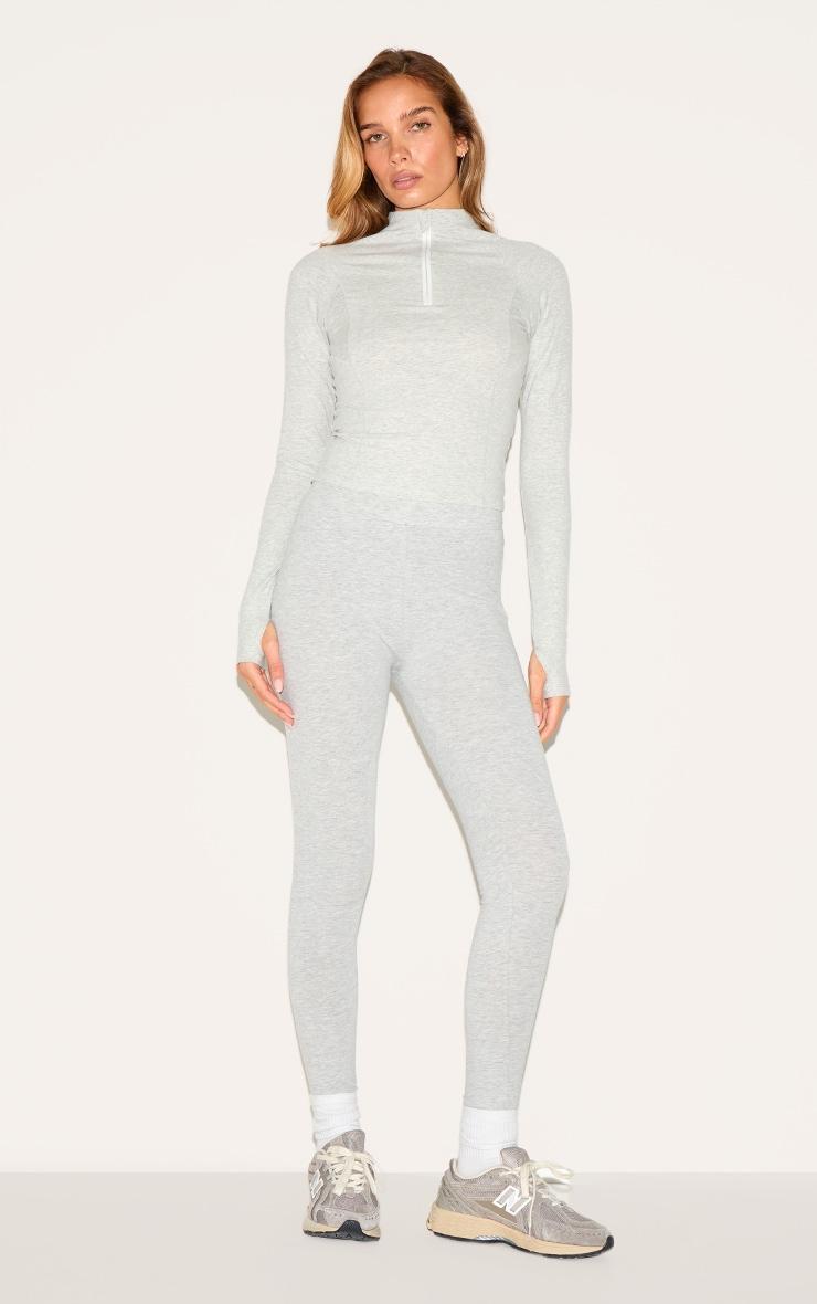 Ash Grey Sculpt Quarter Zip Gym Top Product Image