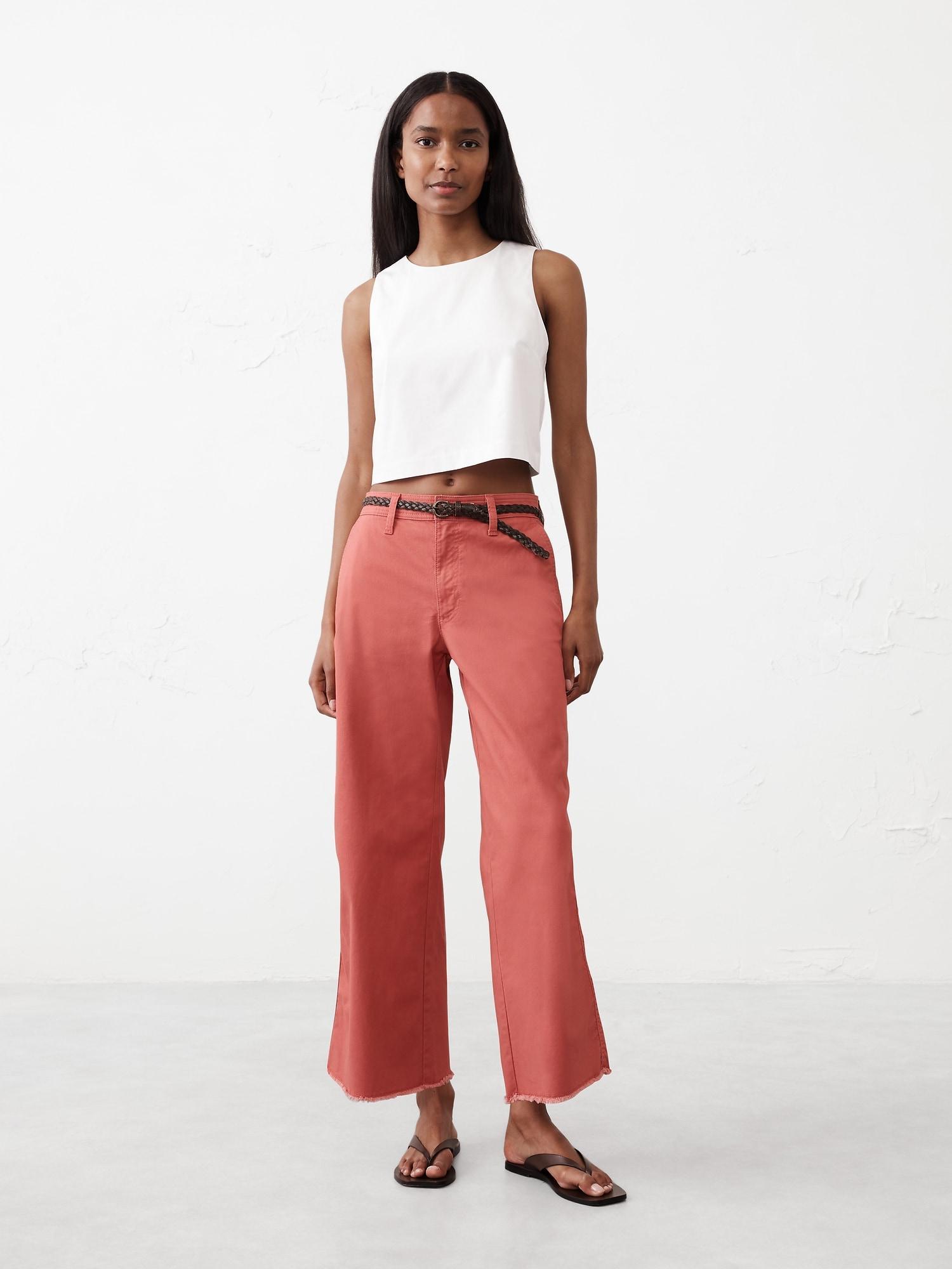Wide-Leg High-Rise Cropped Chino Product Image