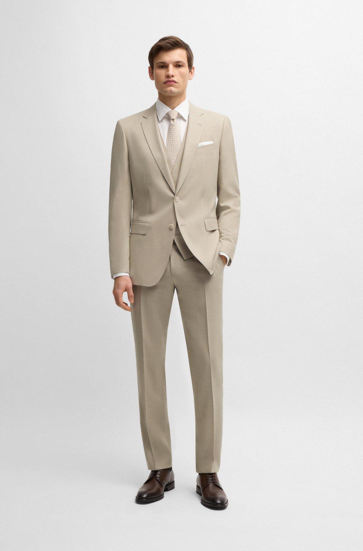 Slim-fit three-piece suit in patterned wool Product Image