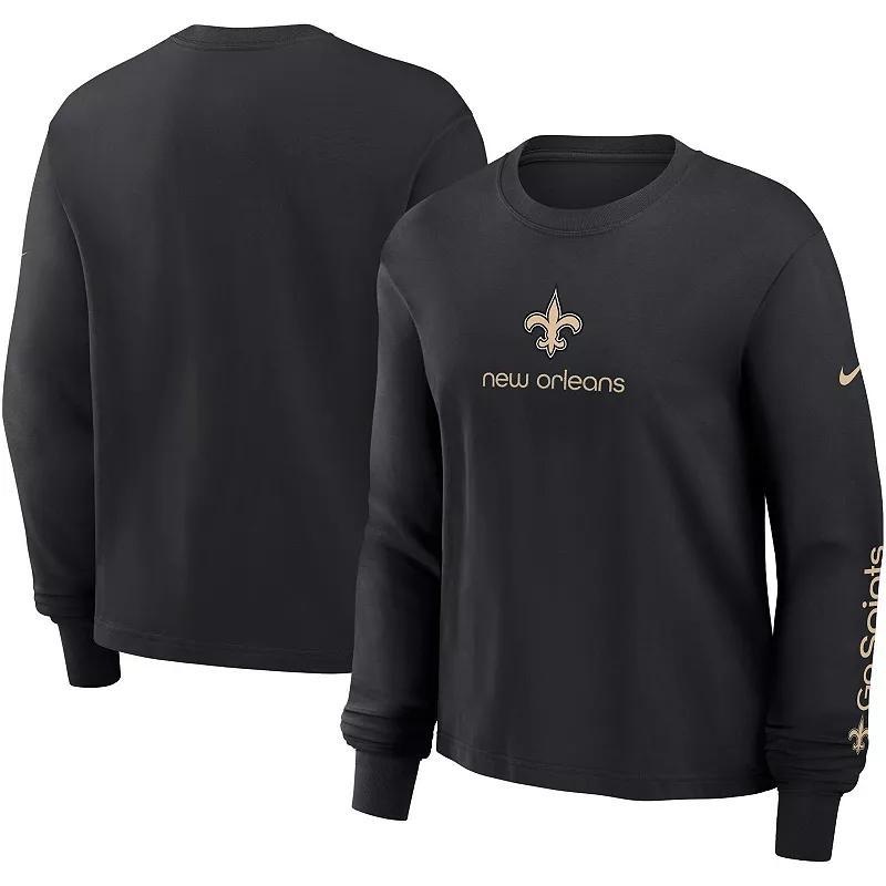 Women's Nike Black New Orleans Saints Boxy Long Sleeve T-Shirt, Size: Medium Product Image