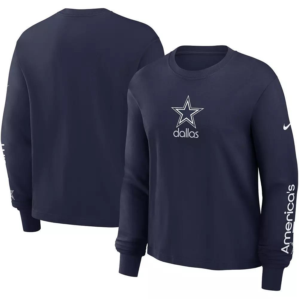 Women's Nike Navy Dallas Cowboys Boxy Long Sleeve T-Shirt, Size: Large, Blue Product Image