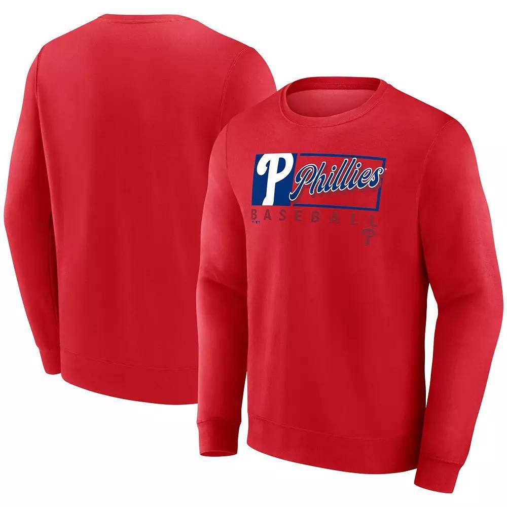 Men's Fanatics Red Philadelphia Phillies Focus Fleece Pullover Sweatshirt,  Product Image