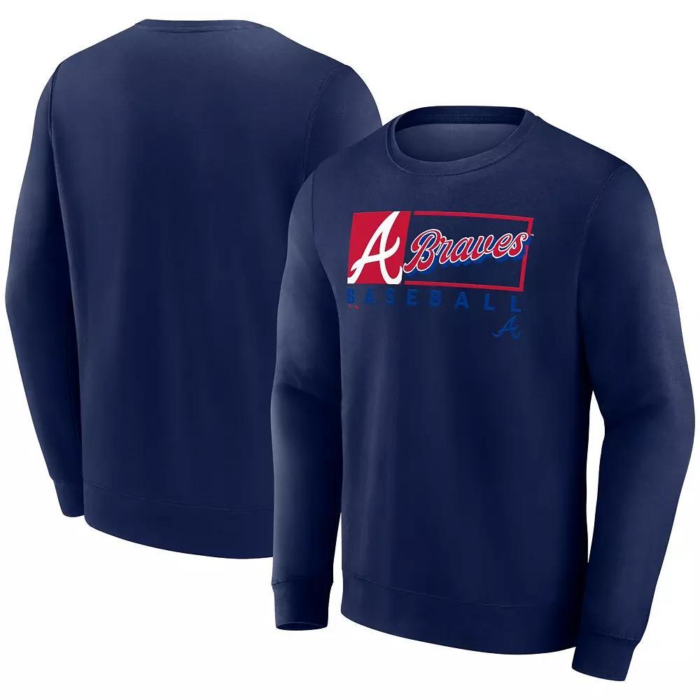 Men's Fanatics Navy Atlanta Braves Focus Fleece Pullover Sweatshirt,  Product Image