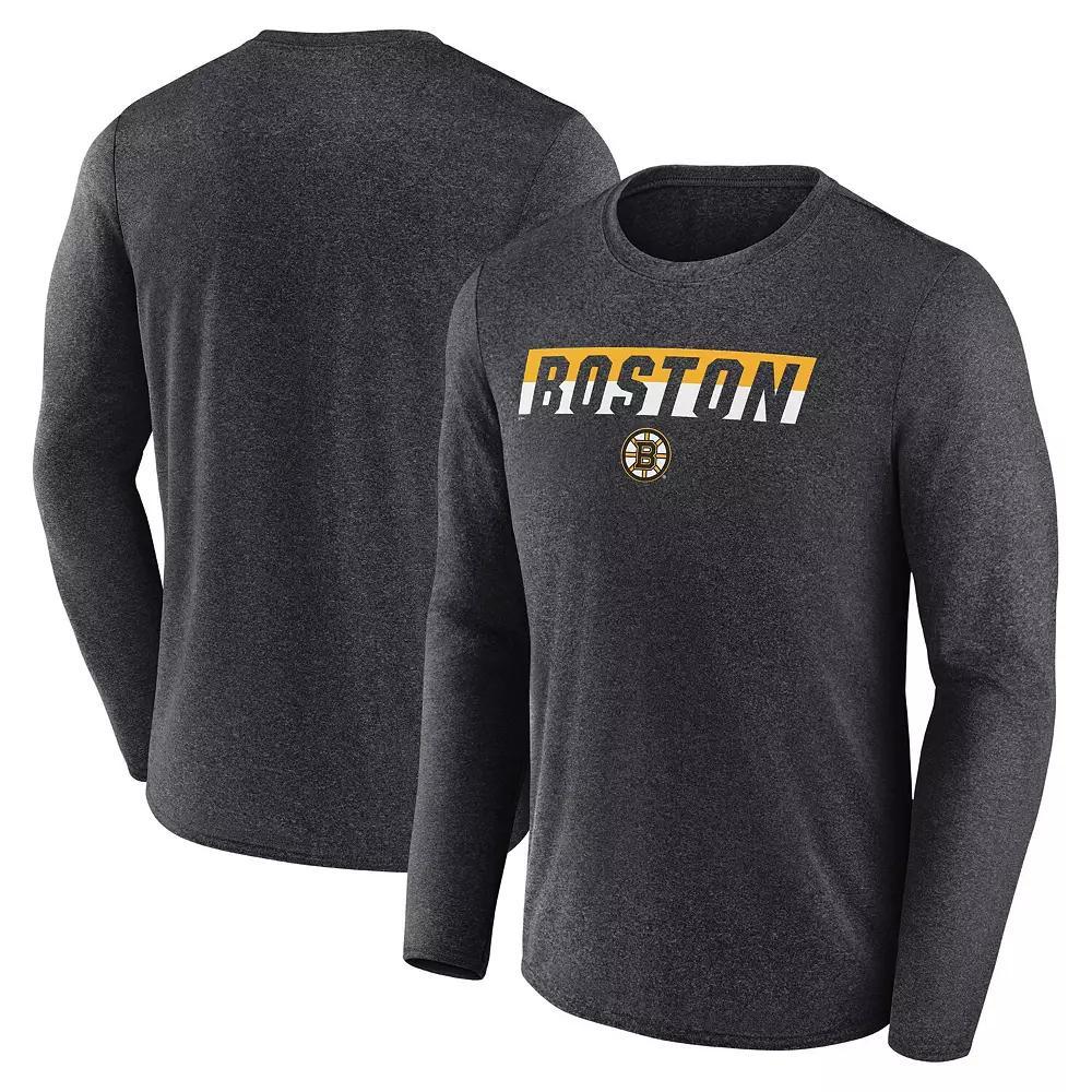 Men's Fanatics Heather Charcoal Boston Bruins Transition Long Sleeve T-Shirt,  Product Image