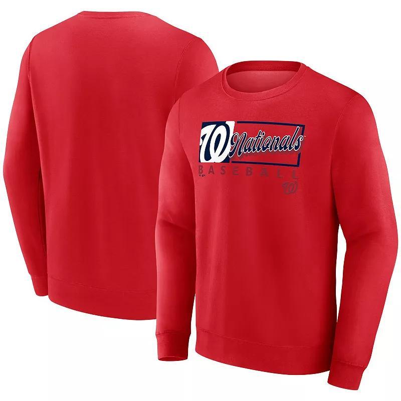 Men's Fanatics Red Washington Nationals Focus Fleece Pullover Sweatshirt, Size: 3XL Product Image