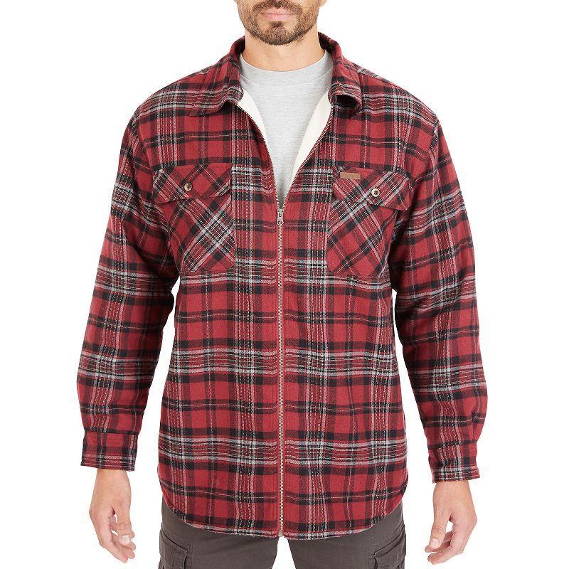 Mens Smiths Workwear Plaid Sherpa-Lined Cotton Flannel Shirt Jacket Red Product Image