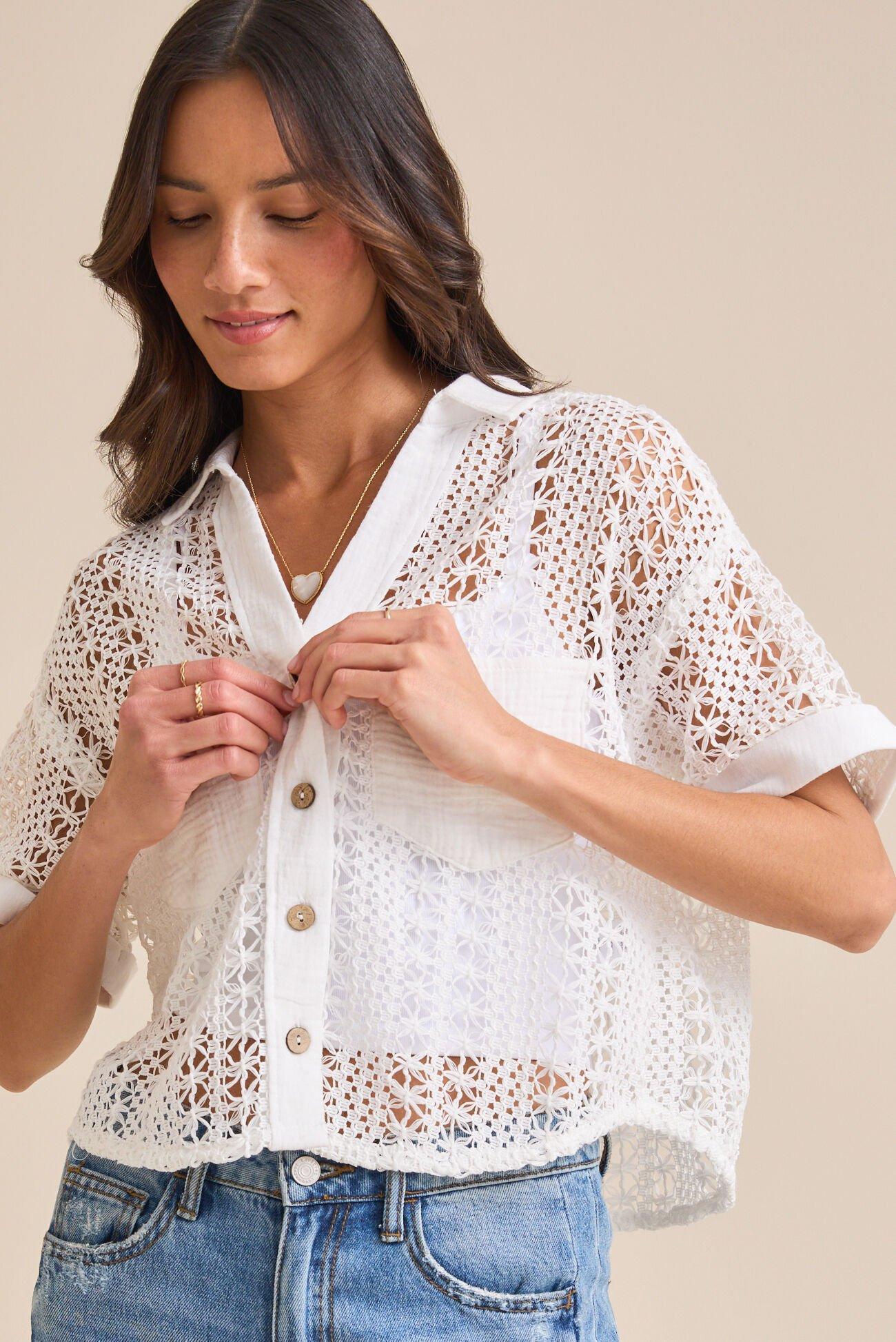 Junie Crochet Button Up Top Product Image