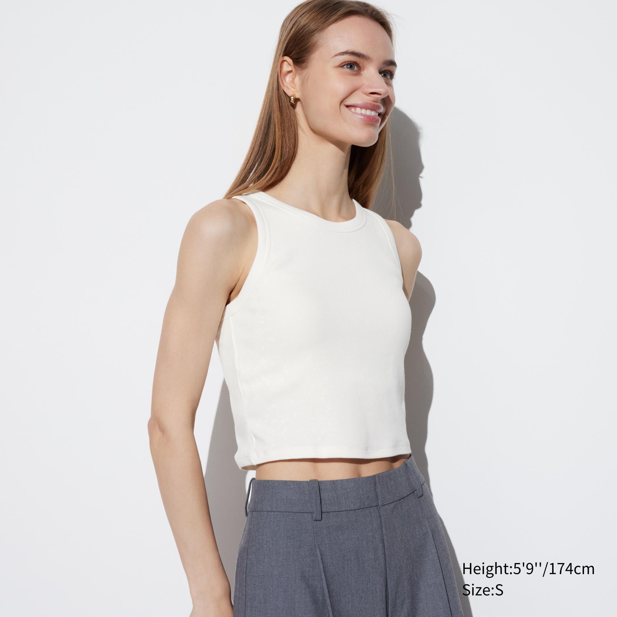 Womens Ribbed Cropped Bra Top White 2XL UNIQLO US Product Image