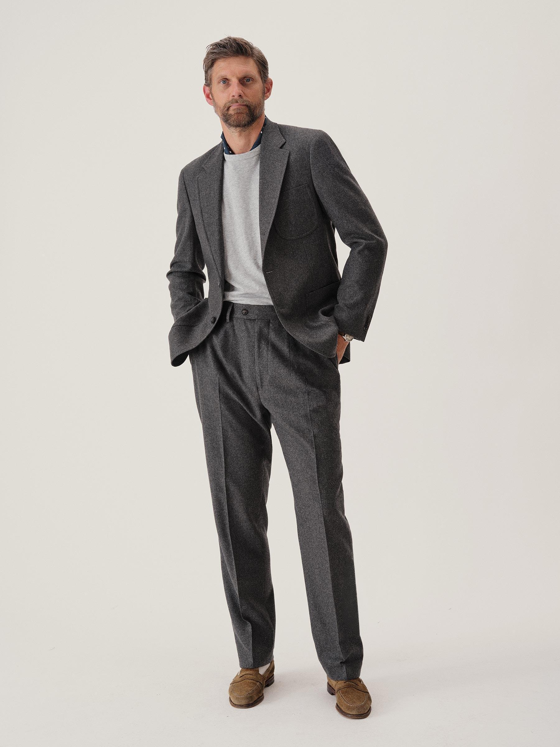 Heather Charcoal Italian Wool Flannel Graduate Blazer Product Image