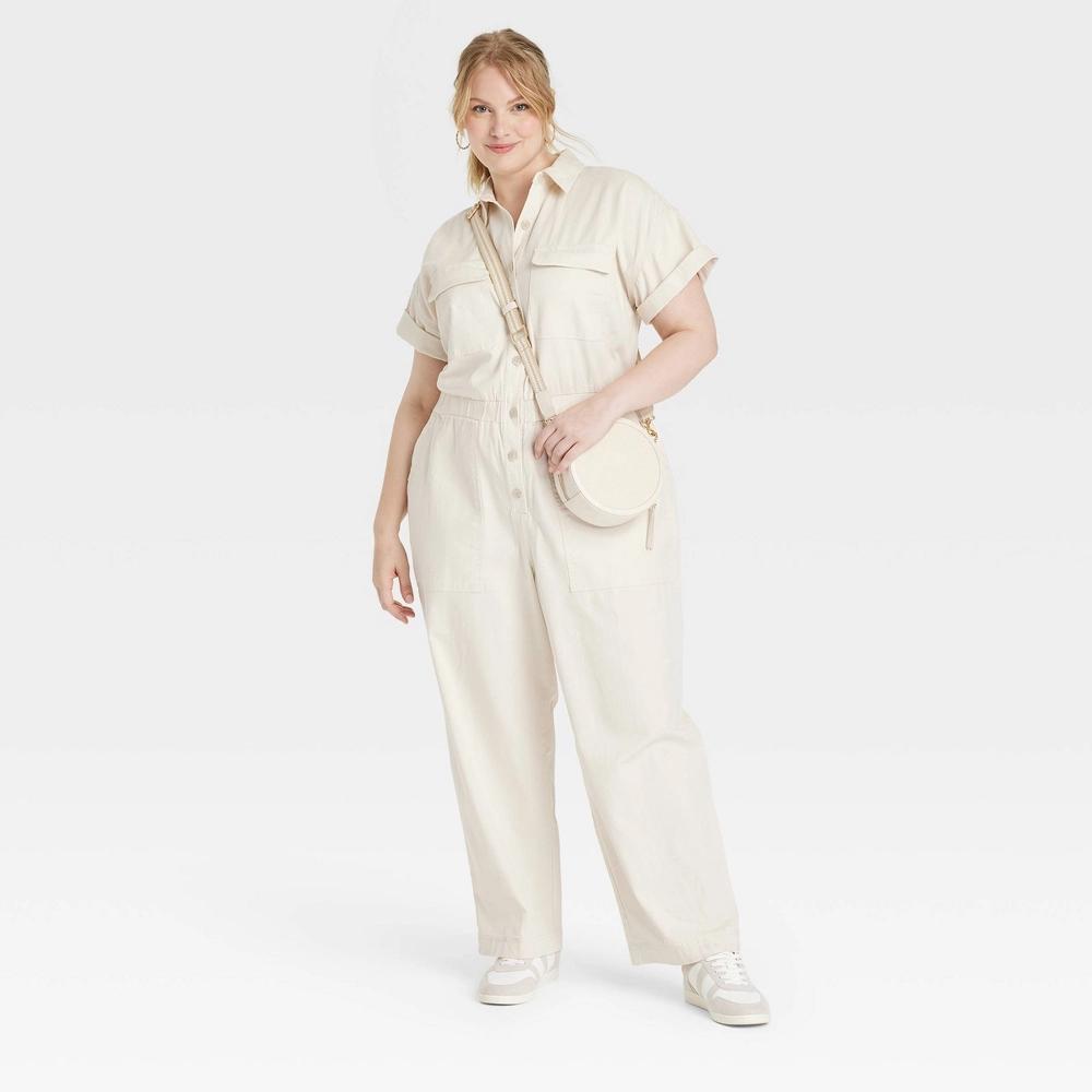 Womens Short Sleeve Boilersuit - Universal Thread Cream 30 Product Image