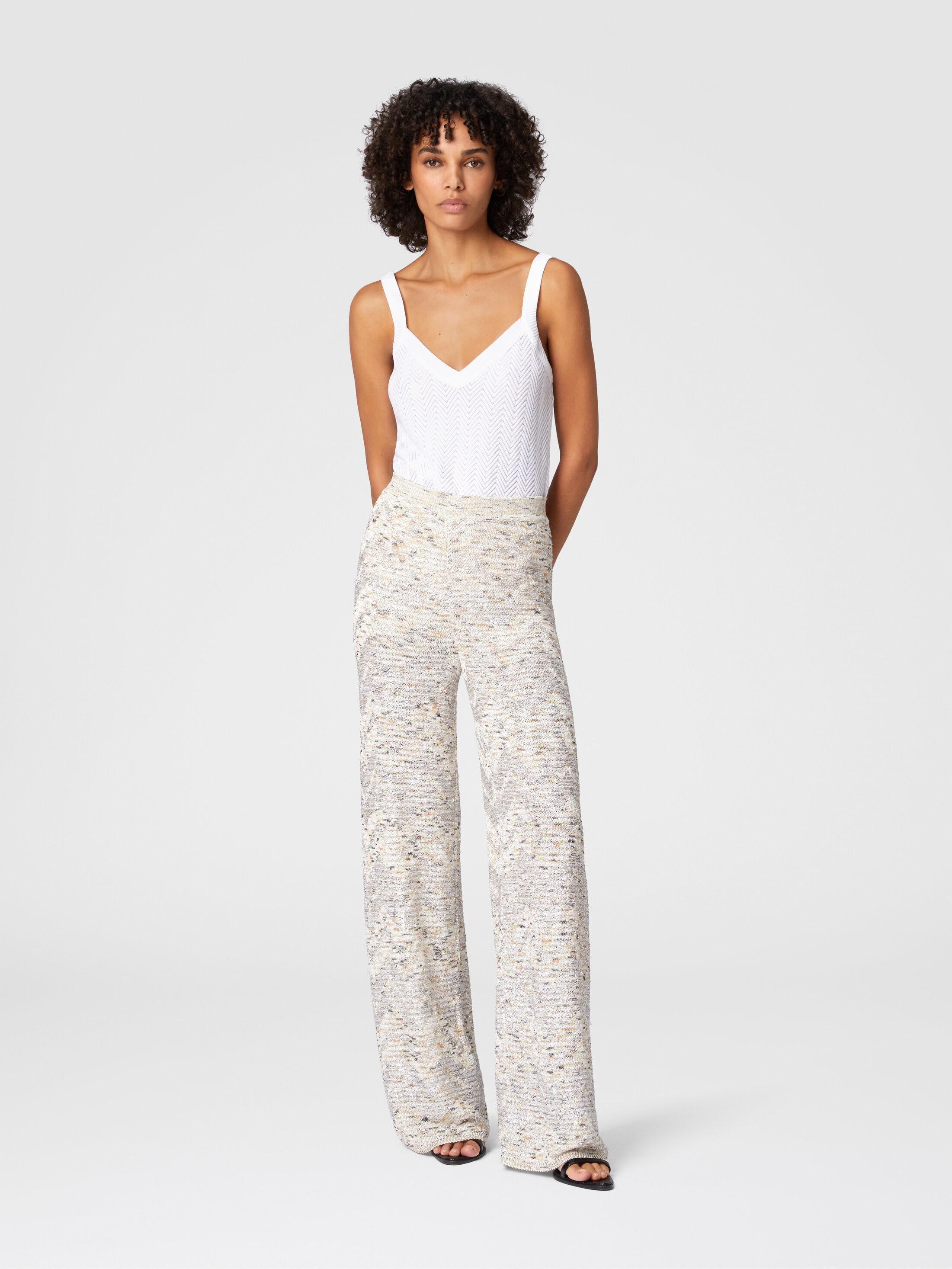 Flare trousers in slub knit with sequins Product Image