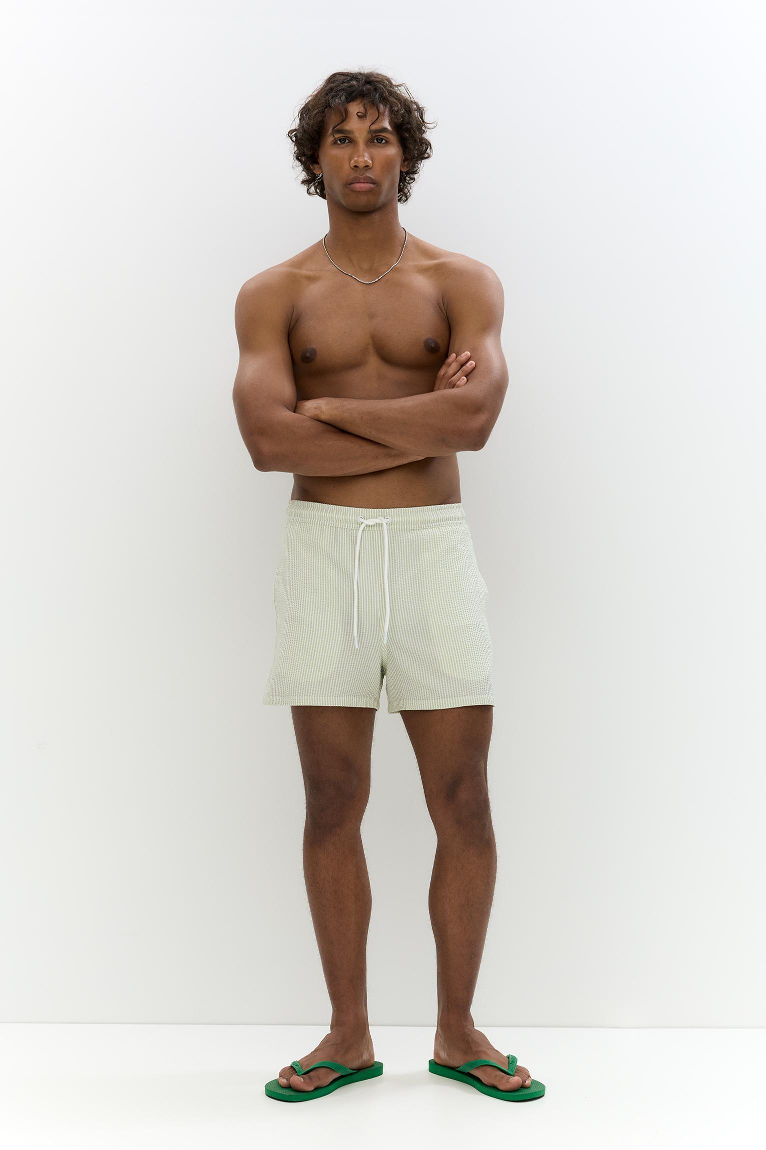 Striped seersucker swimming trunks Product Image