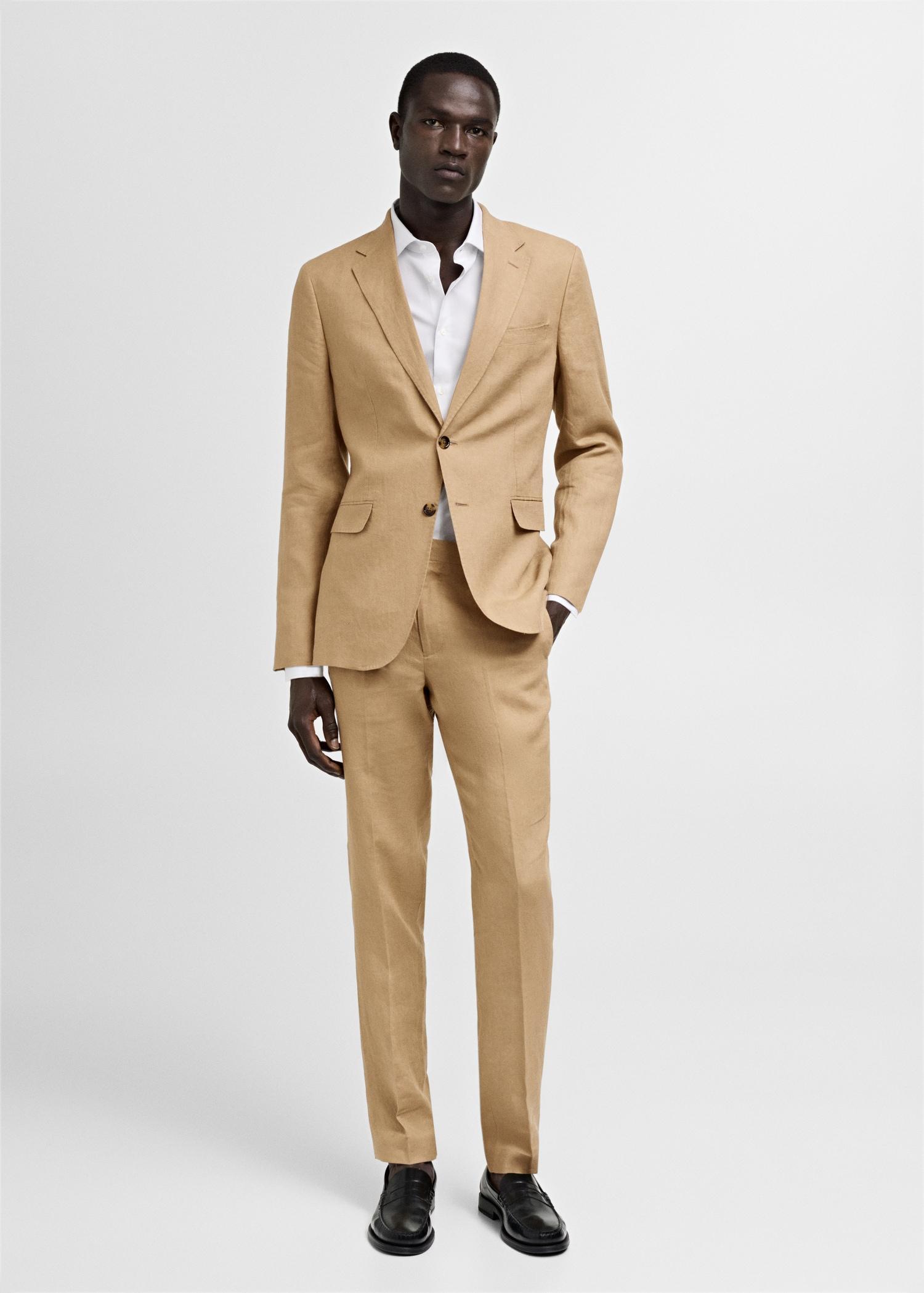 100% linen slim-fit suit jacket - Men | MANGO USA Product Image