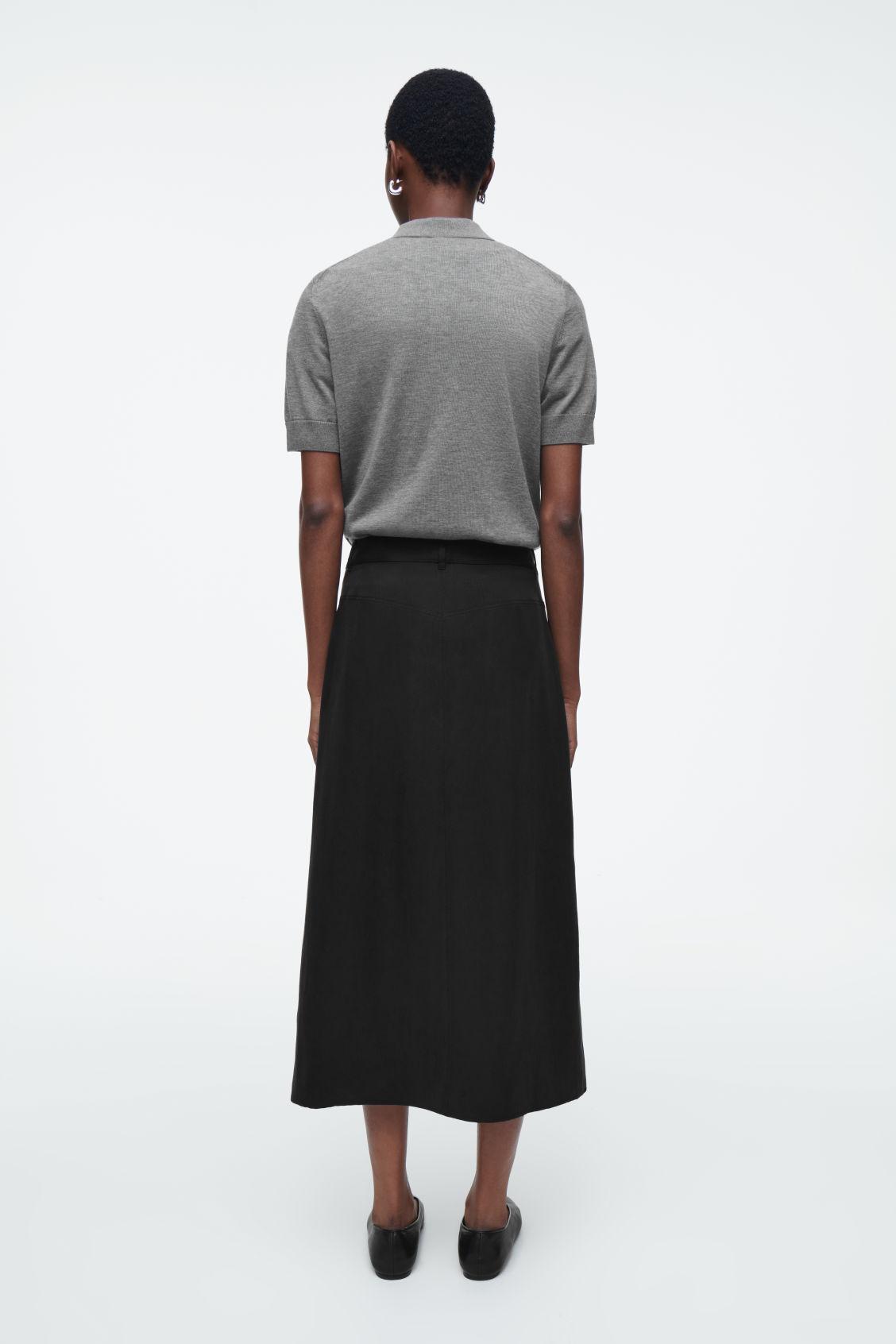 ASYMMETRIC FLUID MIDI SKIRT Product Image