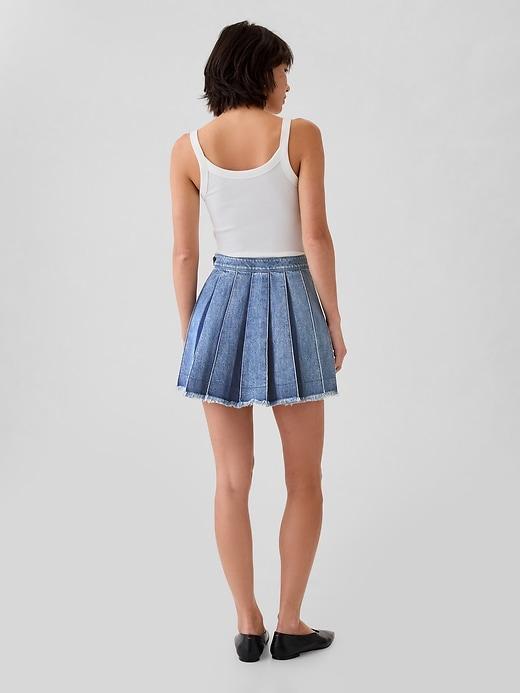 Pleated Denim Mini Skirt Product Image