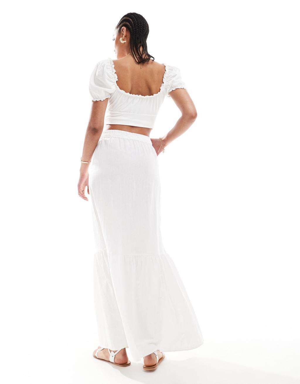 Vero Moda Tall boho maxi skirt in white Product Image