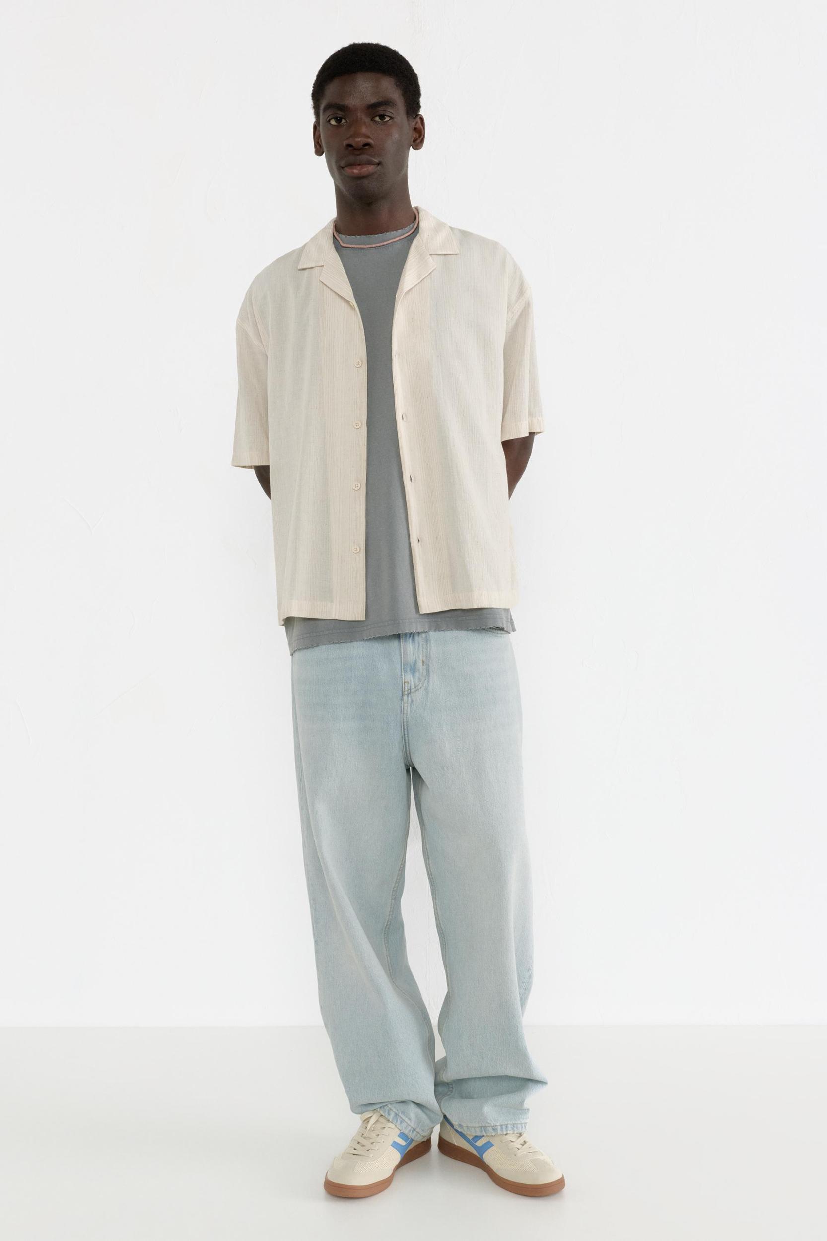 Striped rustic short sleeve shirt Product Image