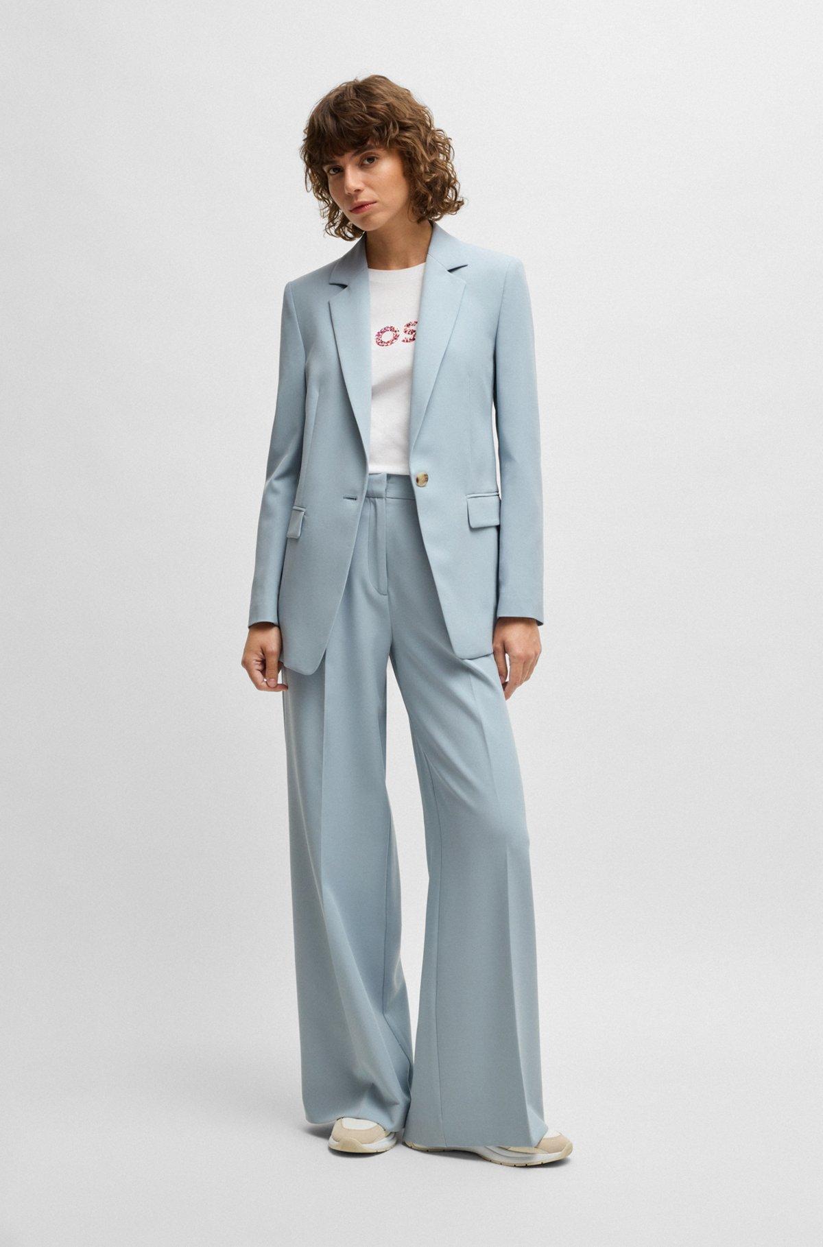 BOSS - Fitted blazer in stretch fabric - Blue Product Image