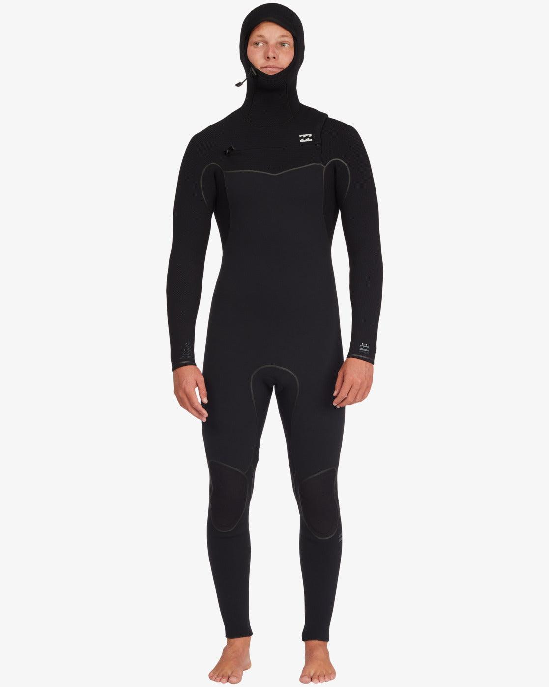 5/4 Furnace Hooded Chest Zip Full Wetsuit - Black Male Product Image